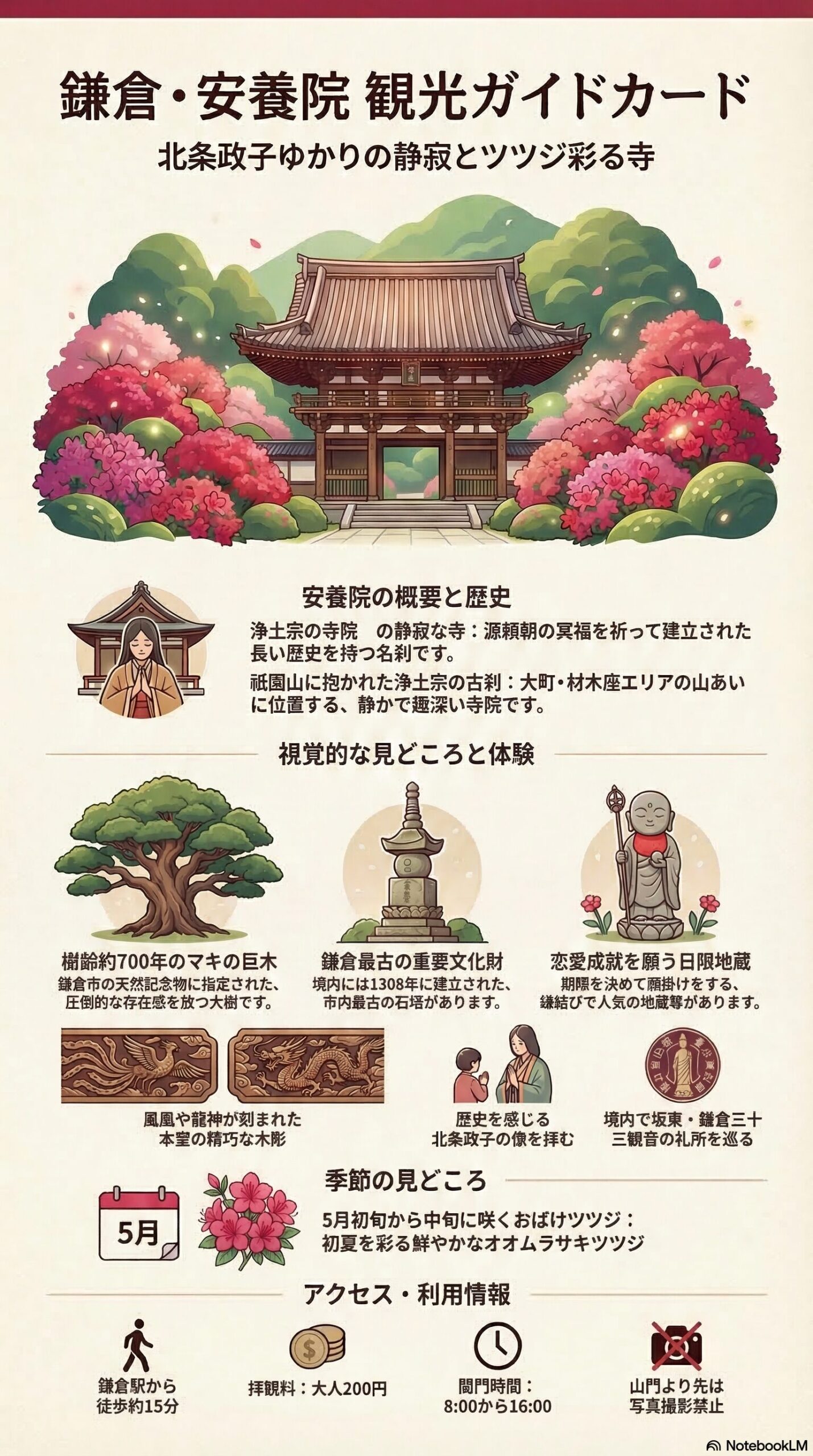 安養院の観光情報インフォグラフィック