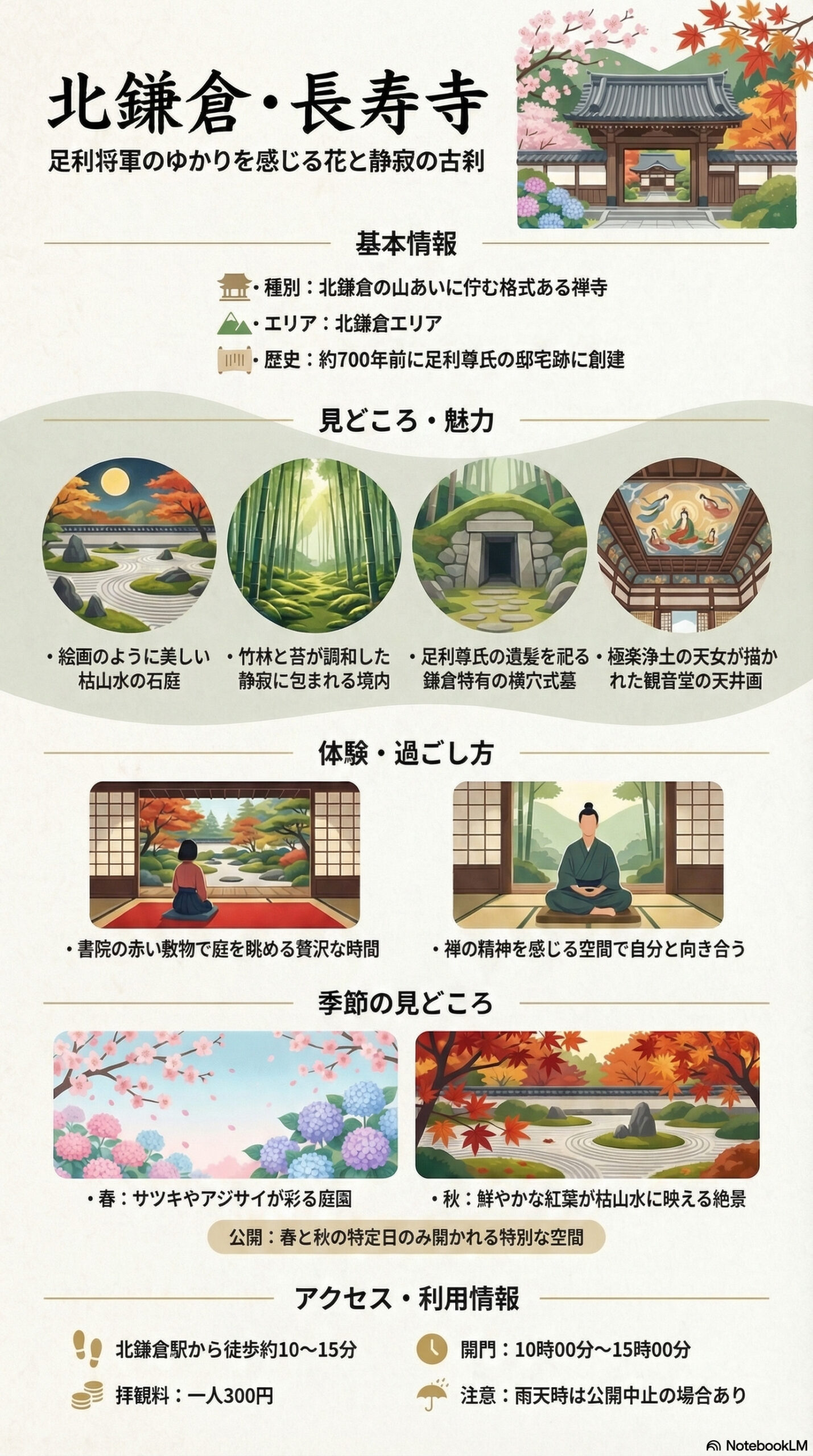 長寿寺の観光情報インフォグラフィック