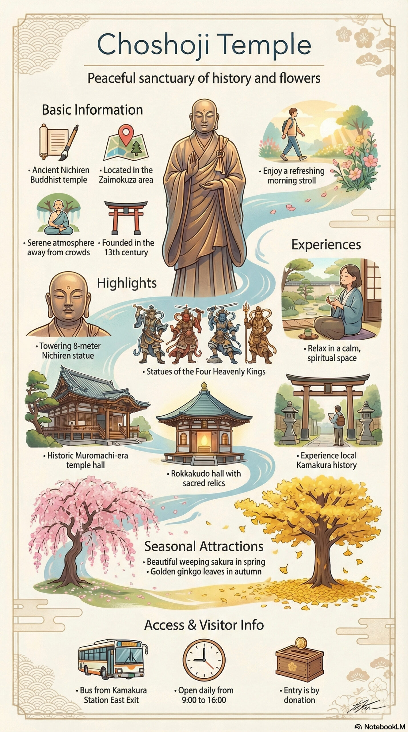 Chosho-ji Temple travel information infographic
