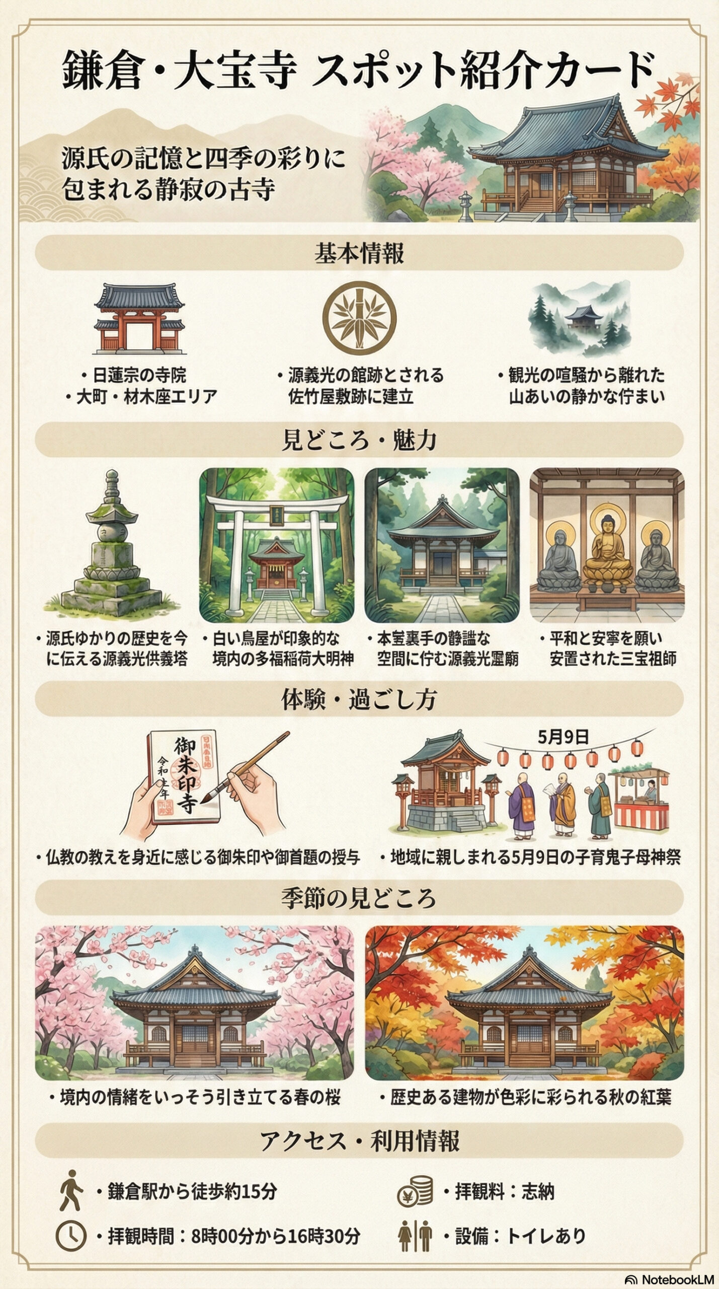 大宝寺の観光情報インフォグラフィック