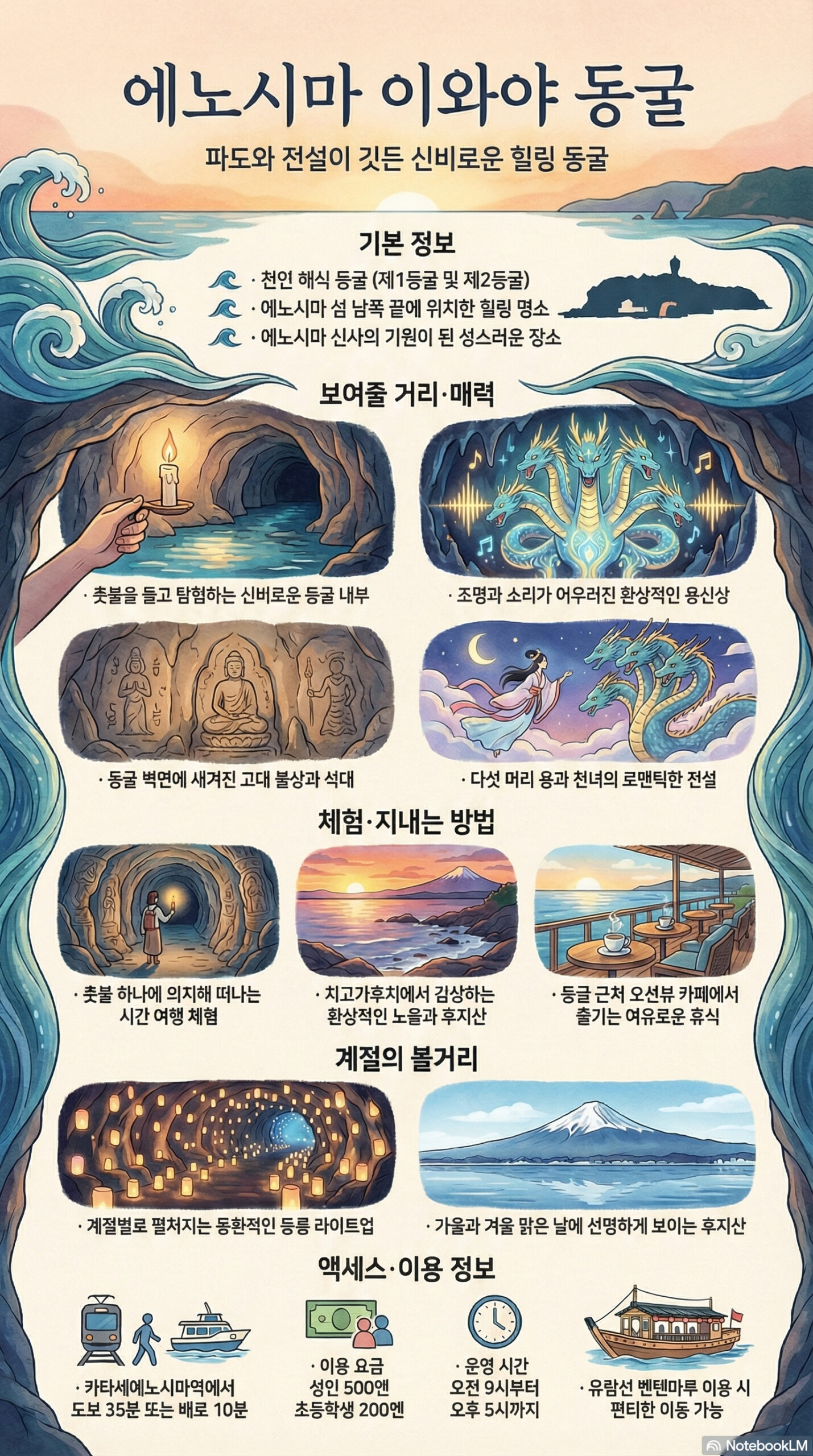 에노시마 이와야 동굴 관광 정보 인포그래픽
