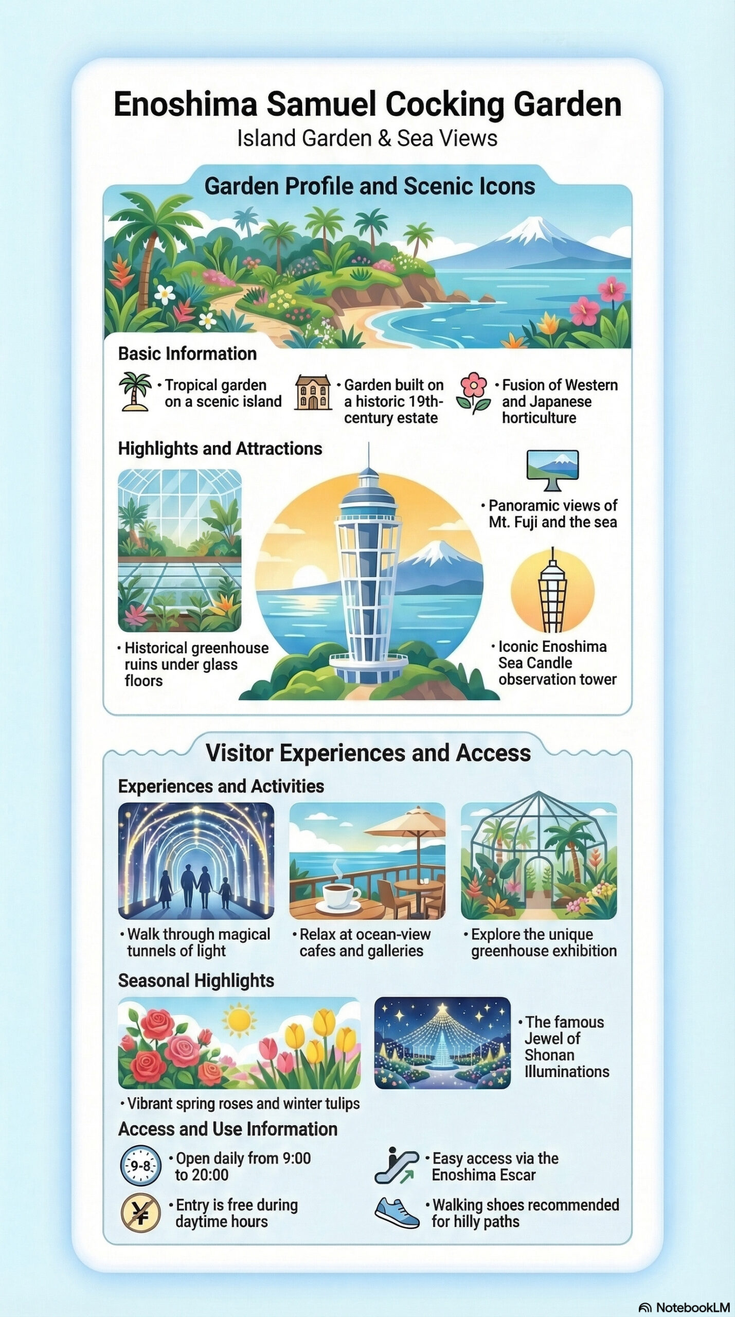 Enoshima Samuel Cocking Garden travel information infographic