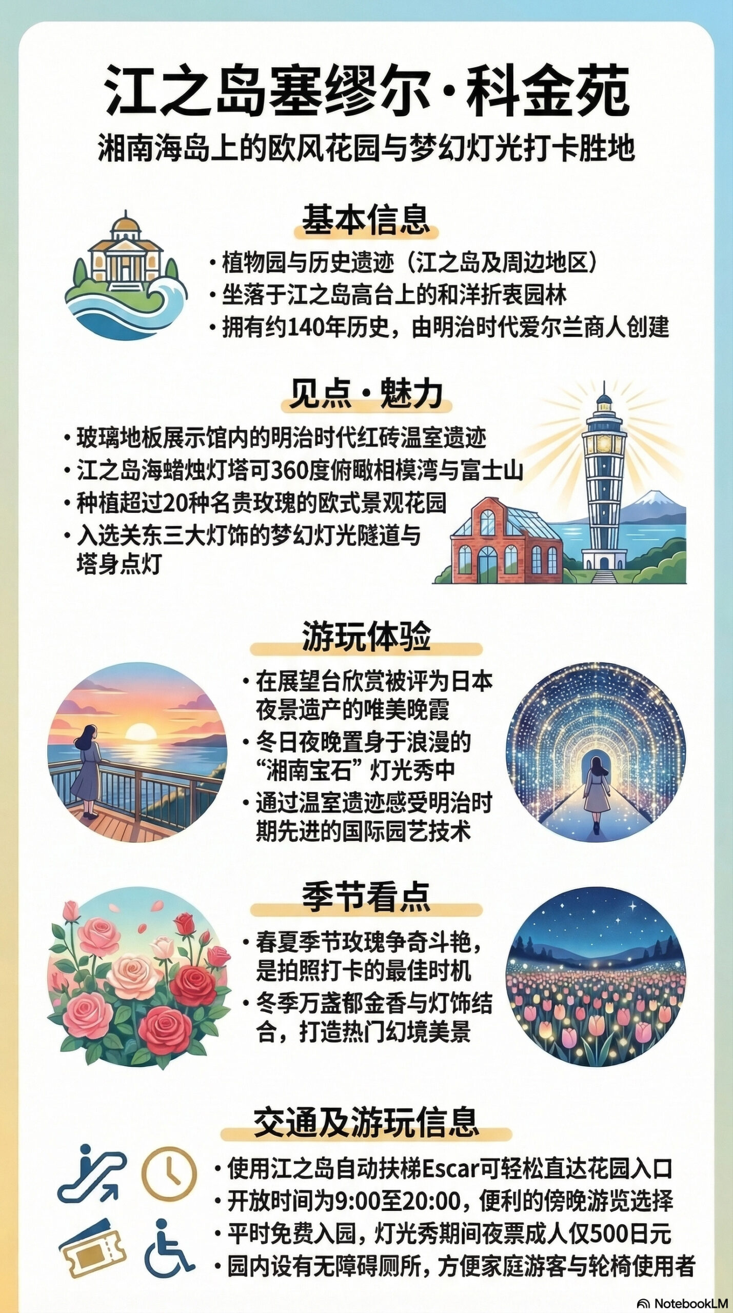 江之岛塞缪尔·科金苑旅游信息图
