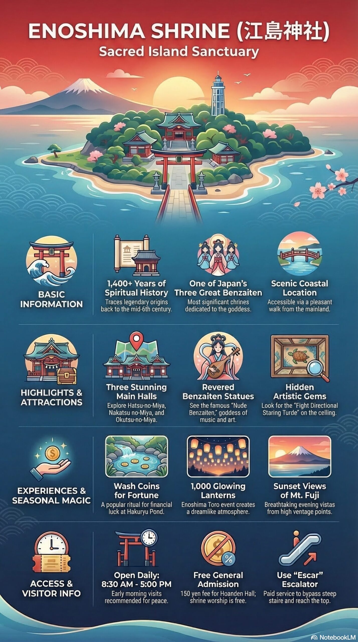 Enoshima Shrine travel information infographic