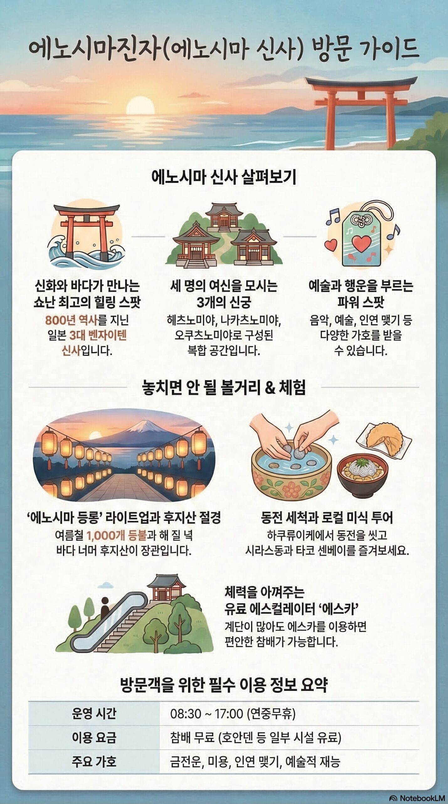 에노시마 신사 관광 정보 인포그래픽