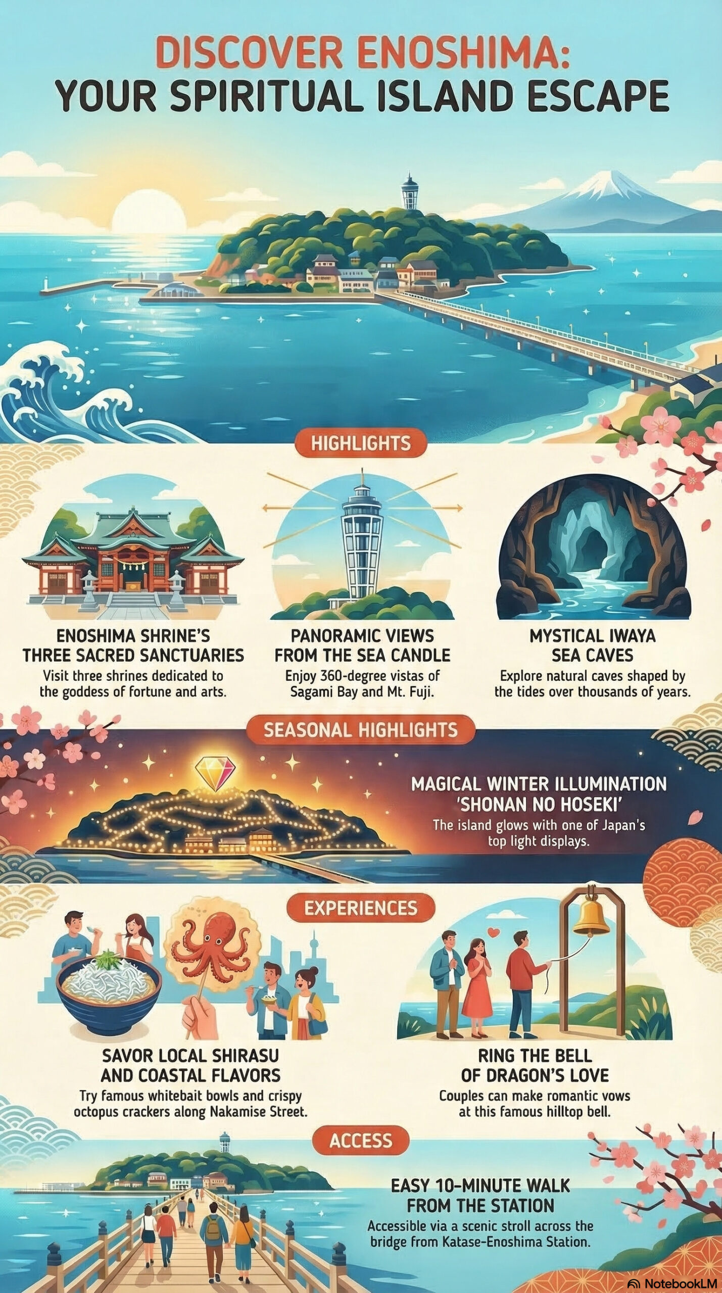 Enoshima travel information infographic | Kamakura Travel Complete Guide Enoshima travel information infographic