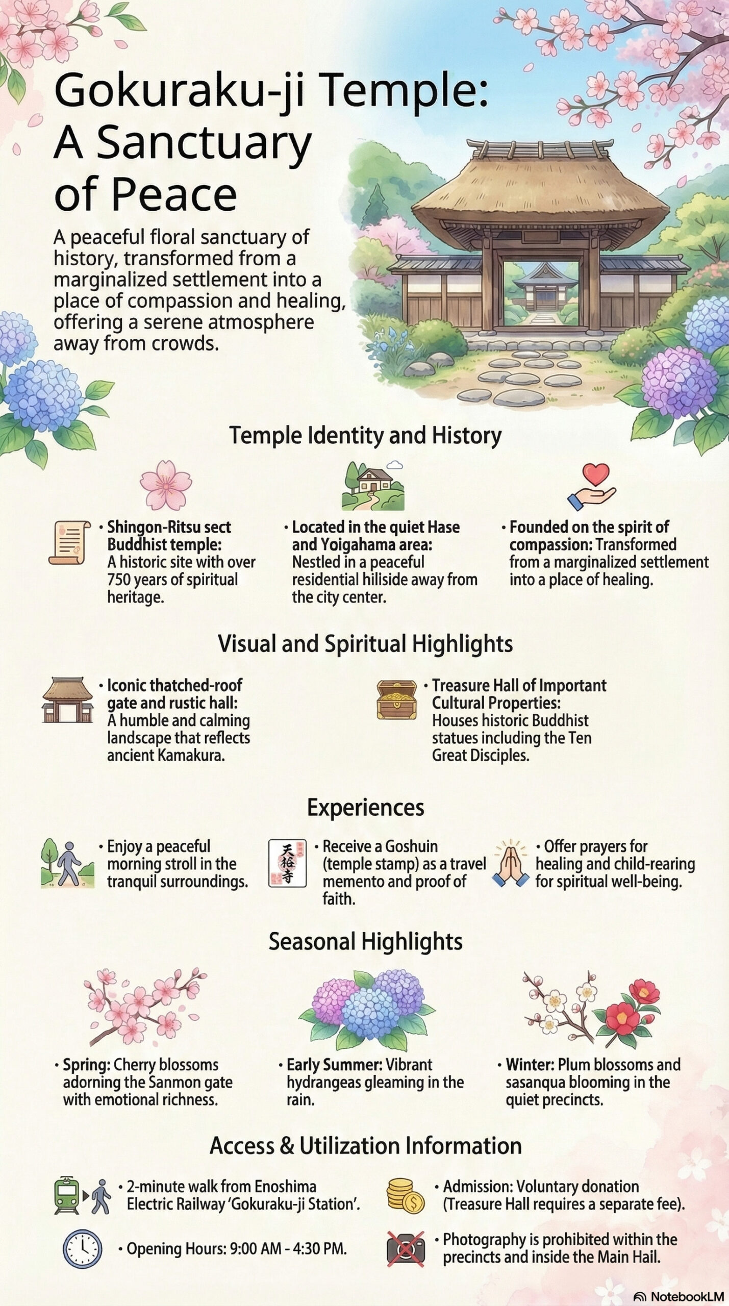 Gokuraku-ji Temple travel information infographic
