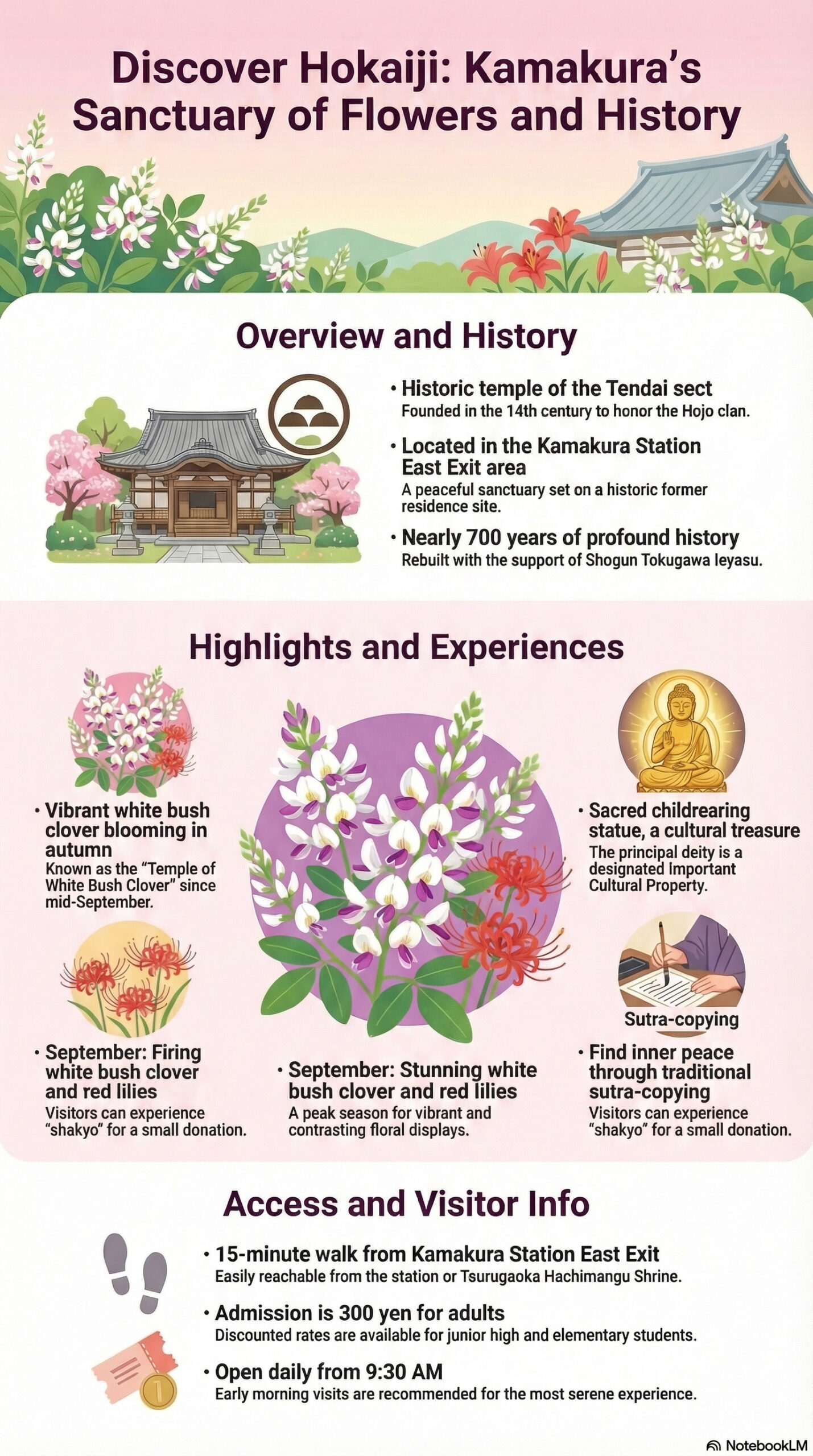 Hokai-ji Temple travel information infographic