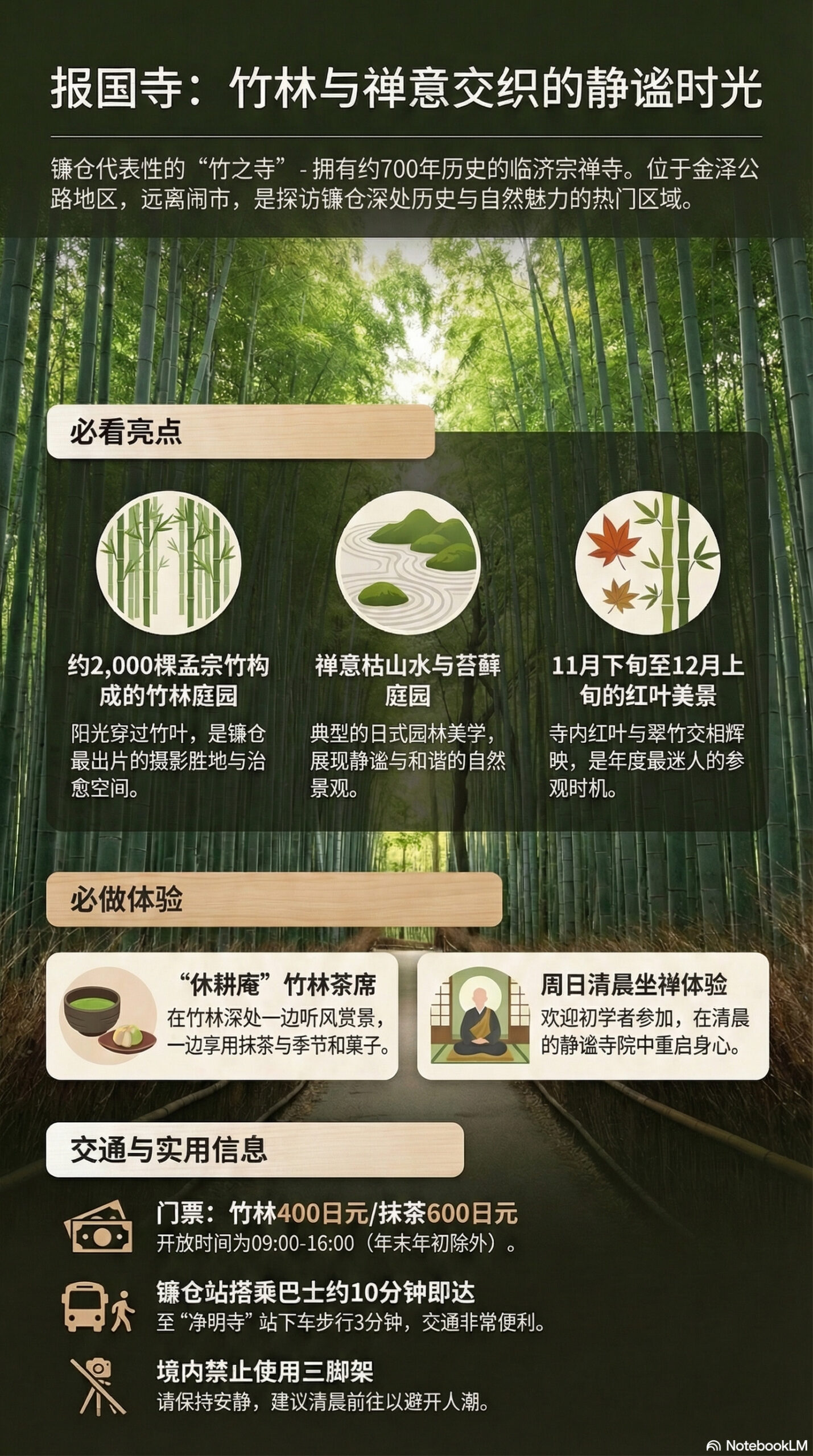 报国寺旅游信息图 | 镰仓观光完全指南 报国寺旅游信息图