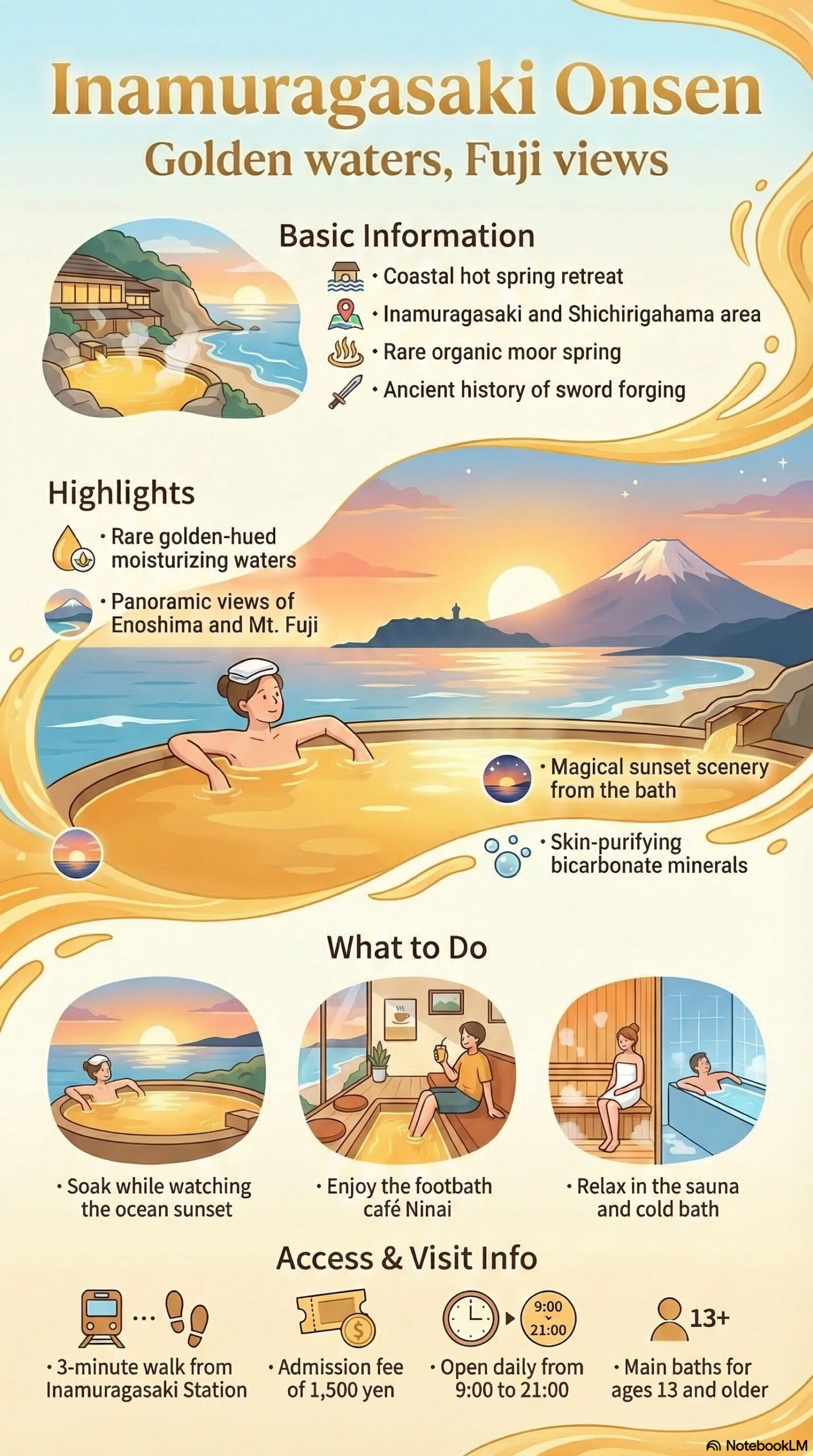 Inamuragasaki Onsen travel information infographic