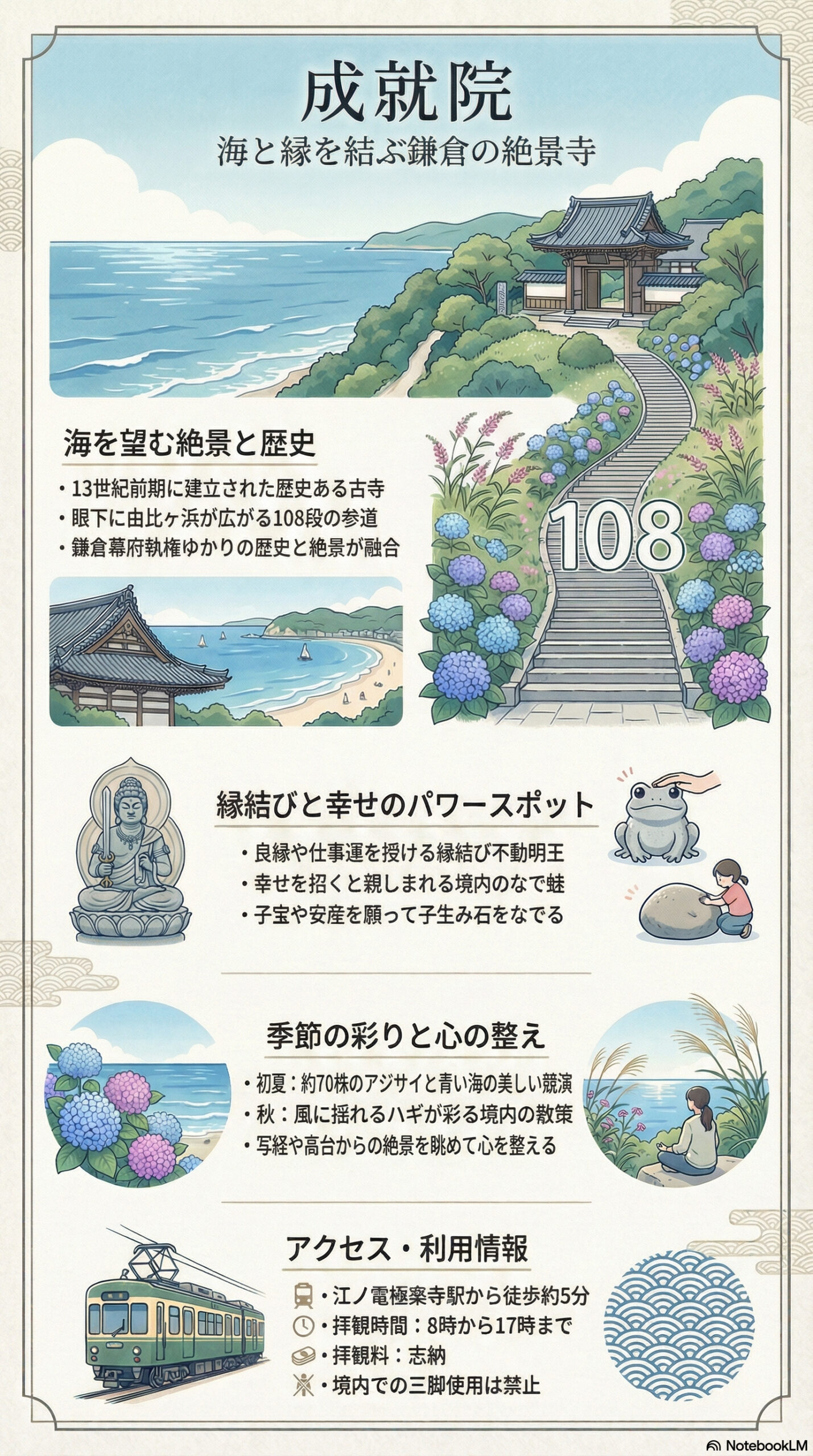 成就院の観光情報インフォグラフィック