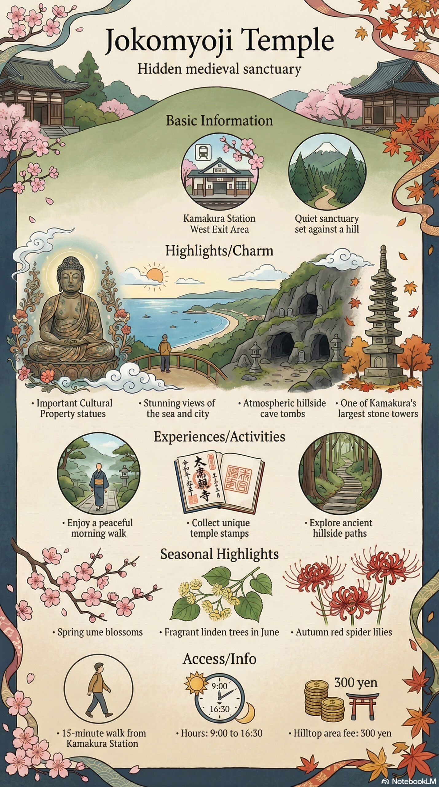 Jokomyo-ji Temple travel information infographic | Kamakura Guide Jokomyo-ji Temple travel information infographic