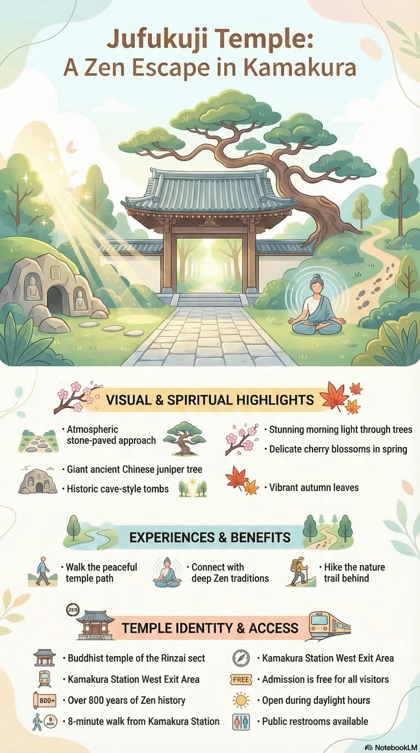 Jufukuji Temple travel information infographic