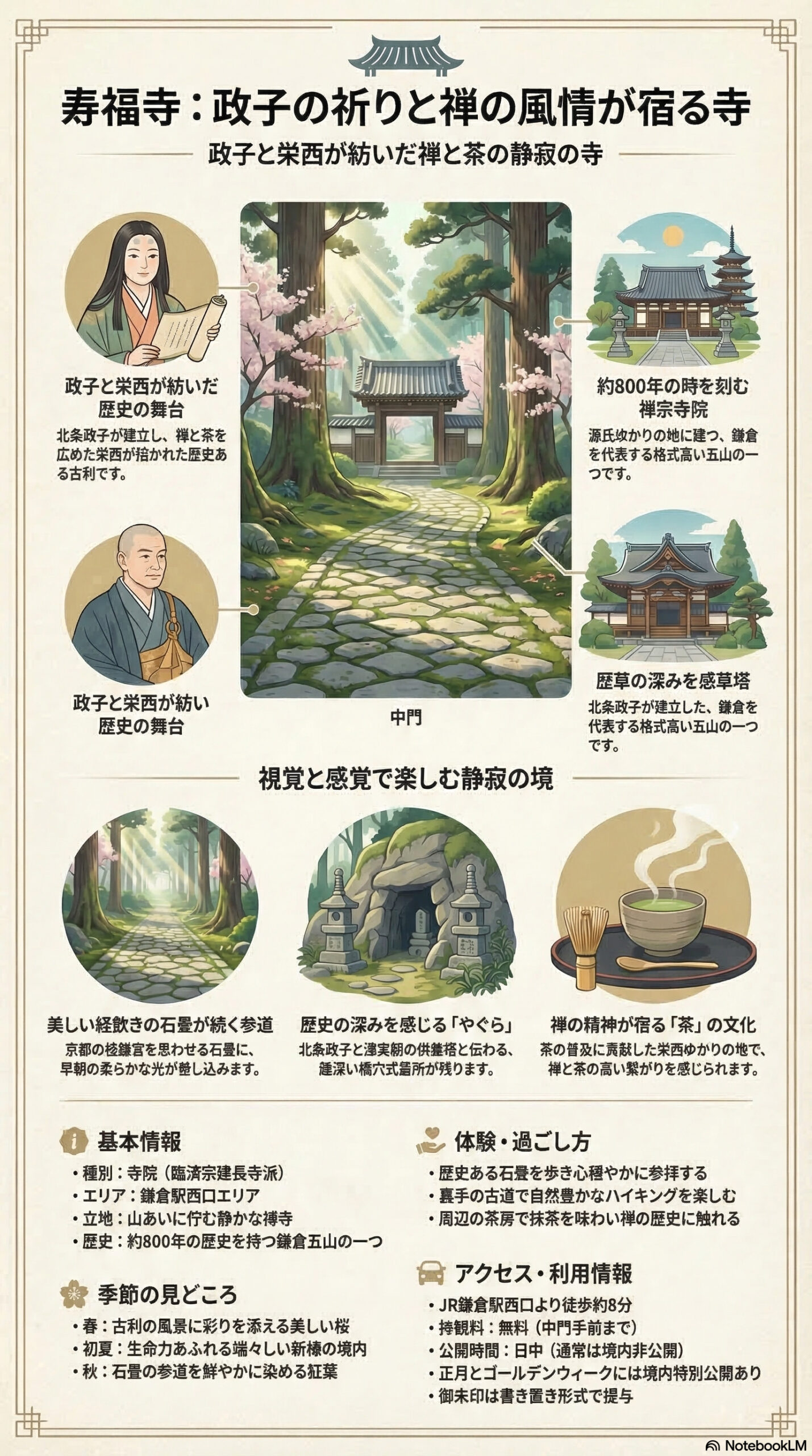 寿福寺の観光情報インフォグラフィック