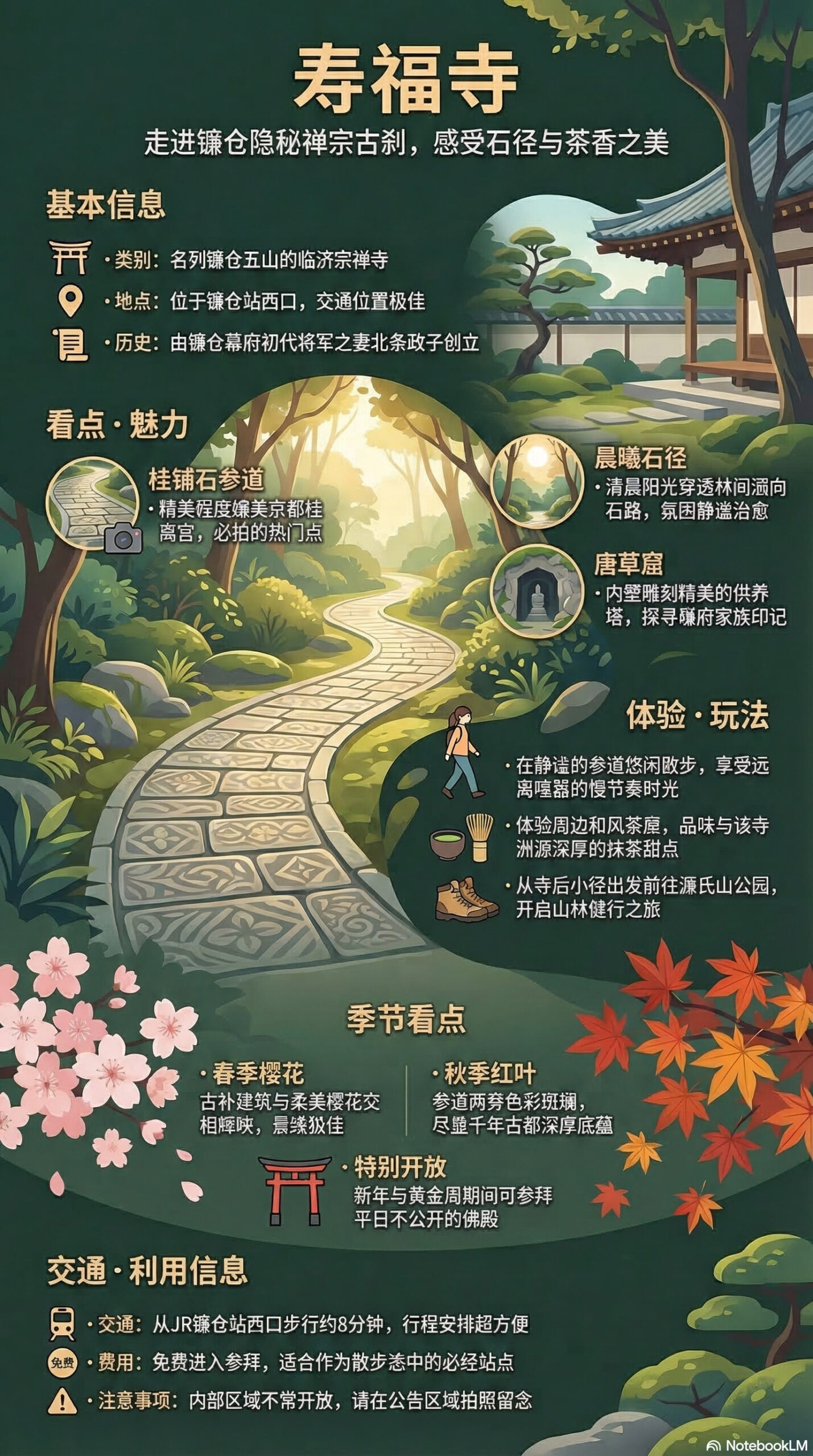 寿福寺旅游信息图 | 镰仓观光完全指南 寿福寺旅游信息图