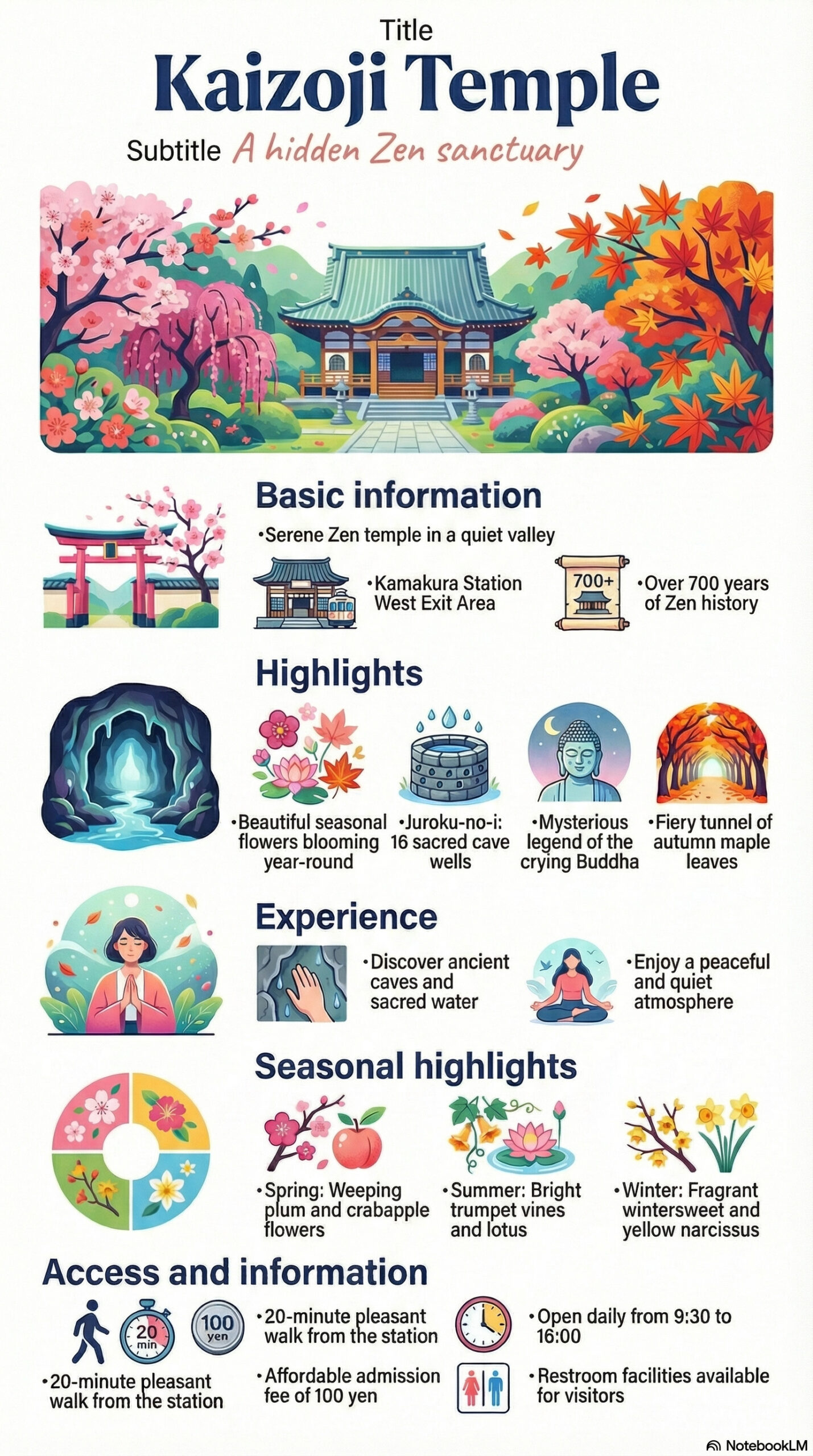 Kaizo-ji Temple travel information infographic | Kamakura Guide Kaizo-ji Temple travel information infographic
