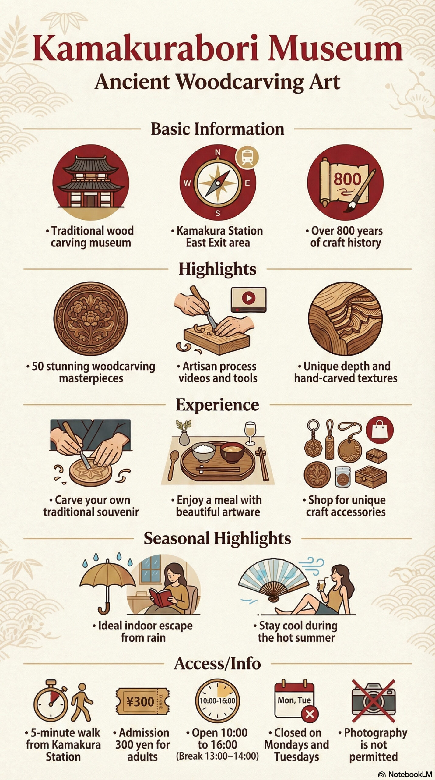 Kamakura-bori Museum travel information infographic