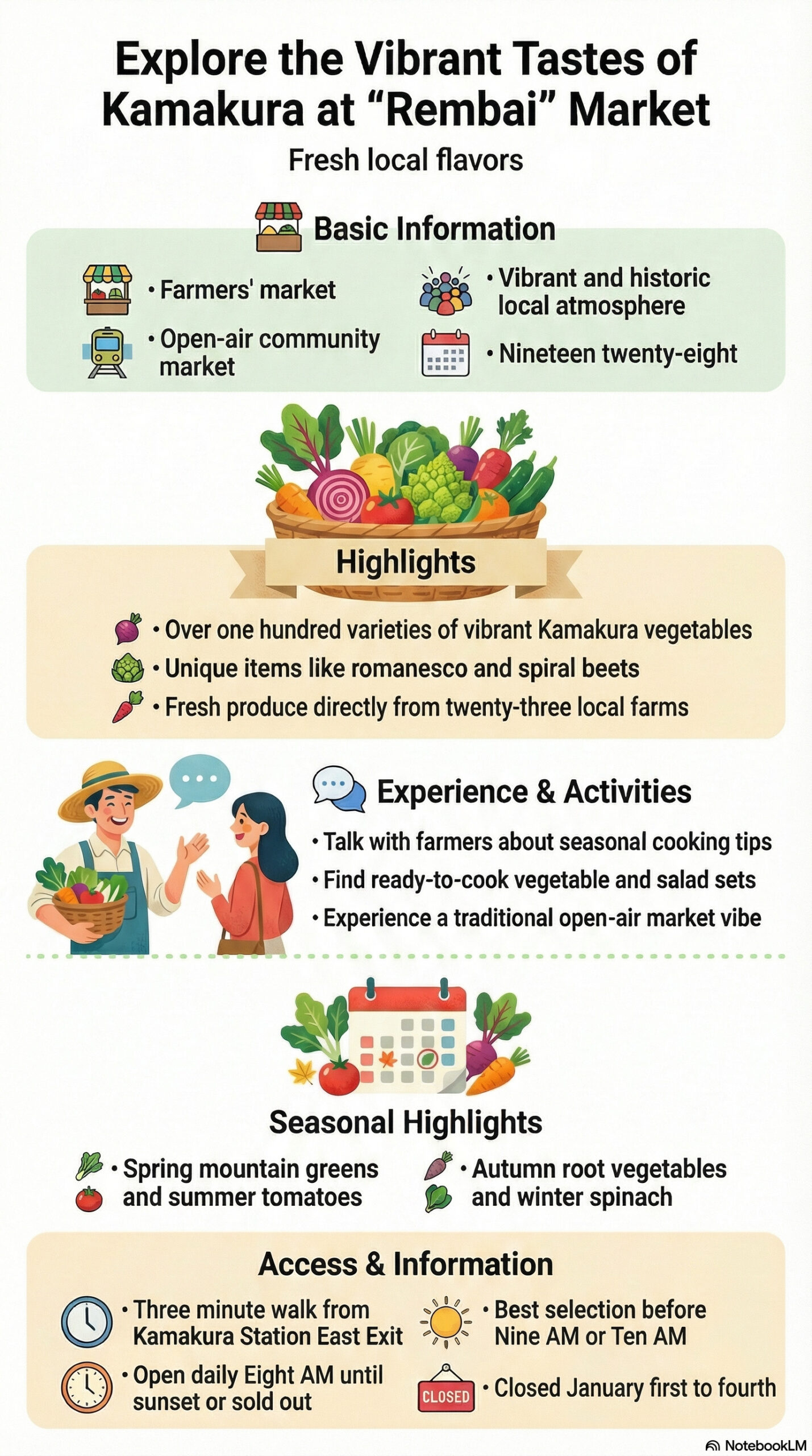 Kamakura City Agricultural Cooperative Market travel information infographic | Kamakura Travel Complete Guide Kamakura City Agricultural Cooperative Market travel information infographic
