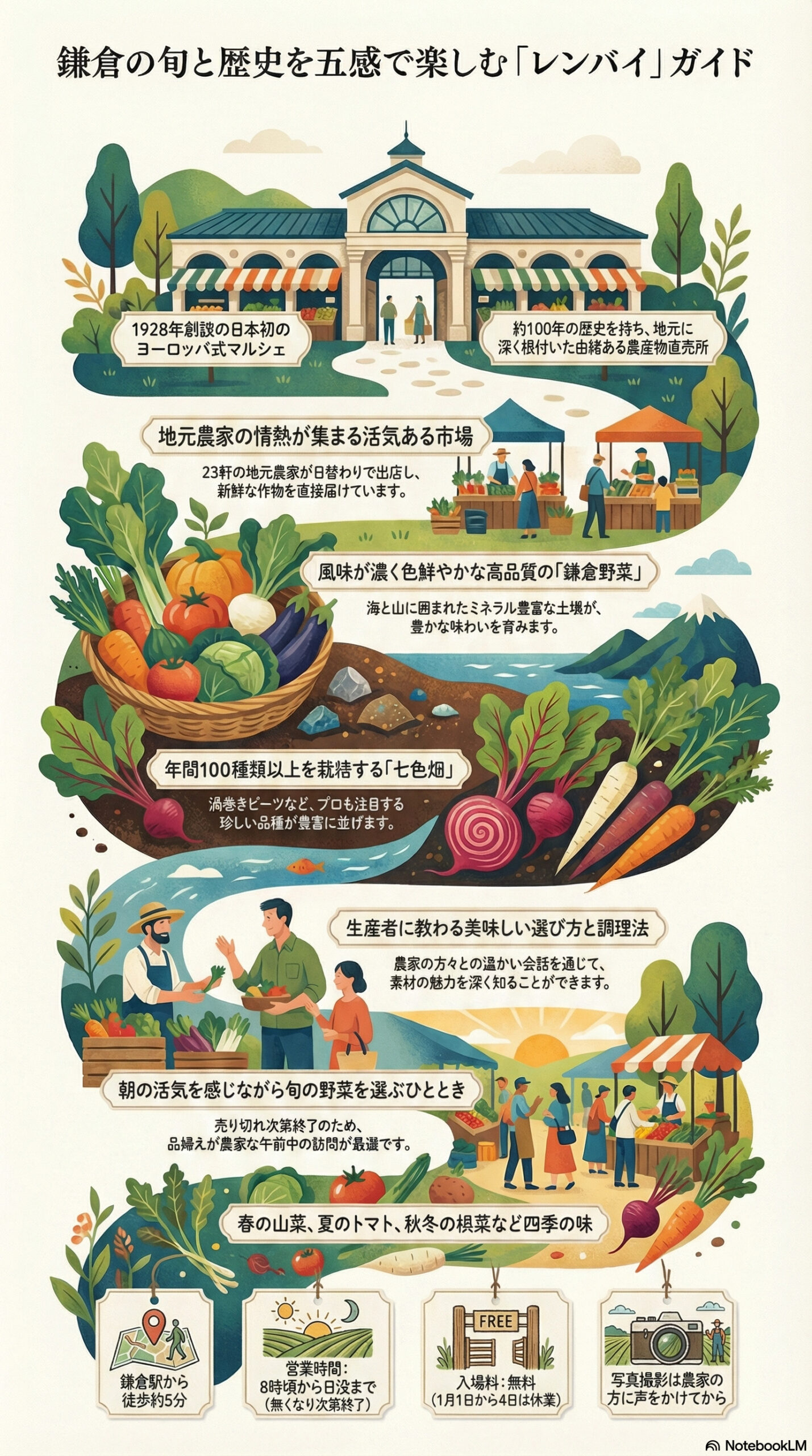 鎌倉市農協連即売所の観光情報インフォグラフィック