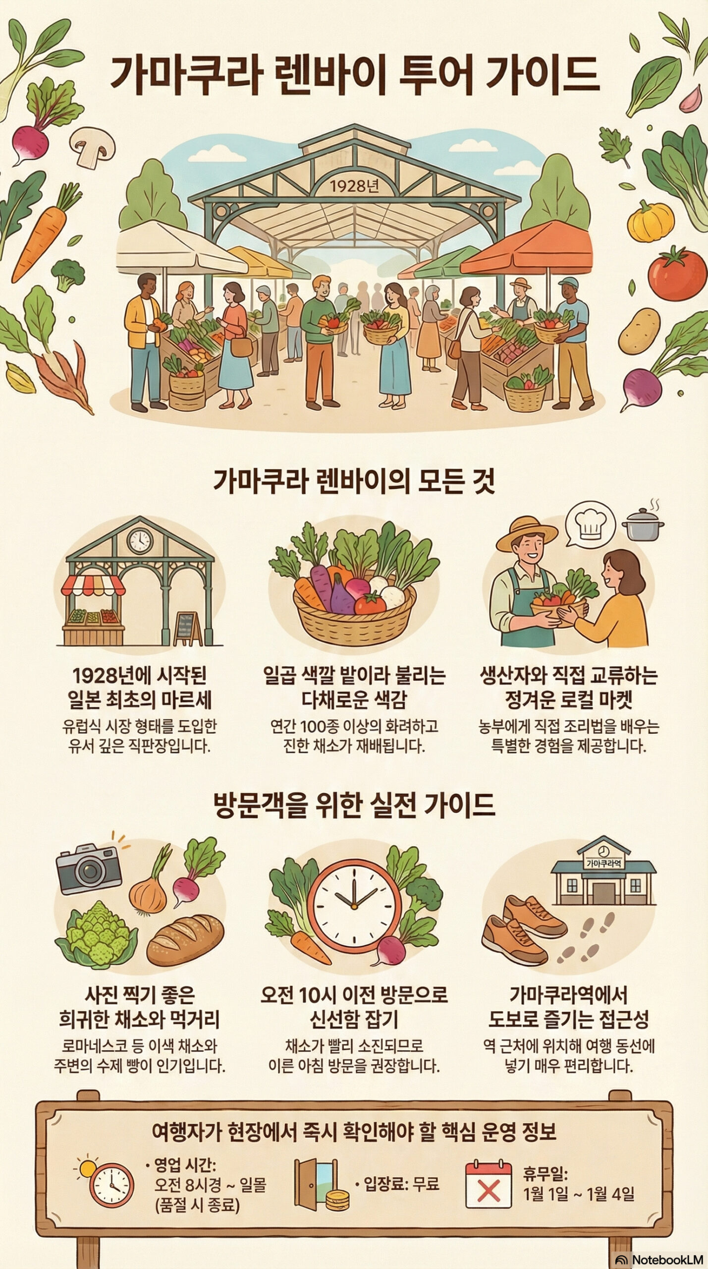 가마쿠라시 농협 직매소 관광 정보 인포그래픽