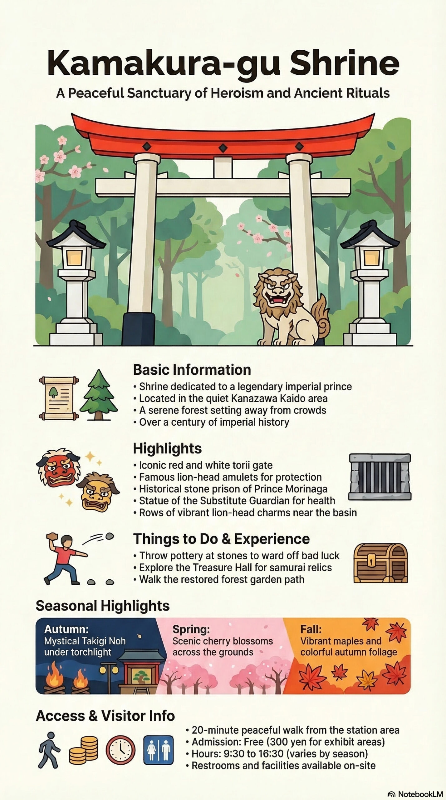 Kamakura-gu Shrine travel information infographic
