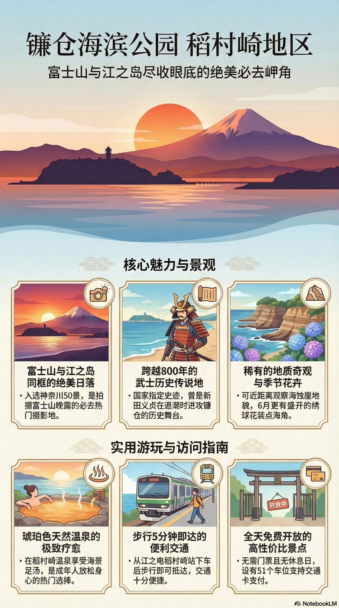 镰仓海滨公园稻村崎地区旅游信息图