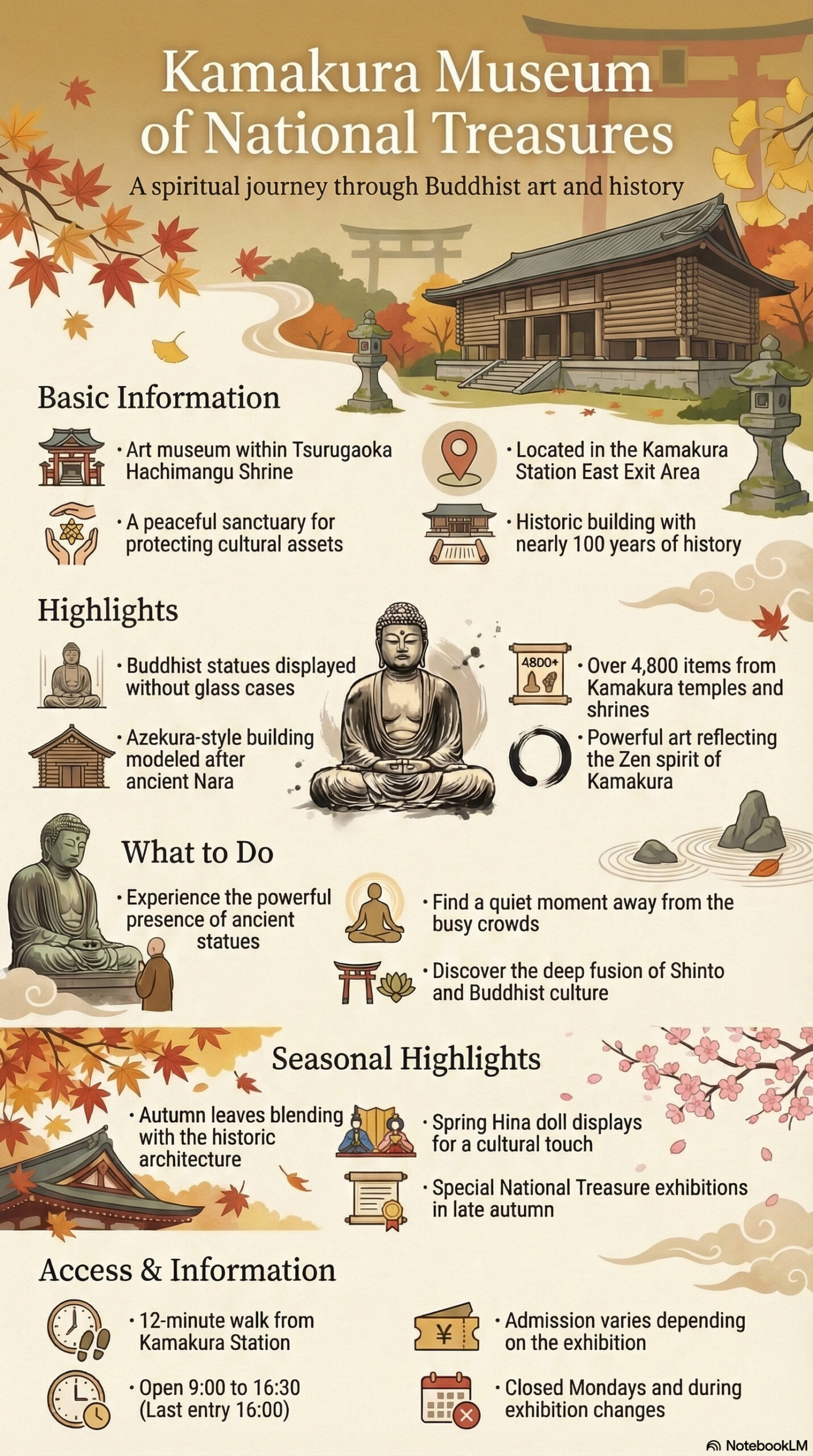 Kamakura National Treasure Museum travel information infographic