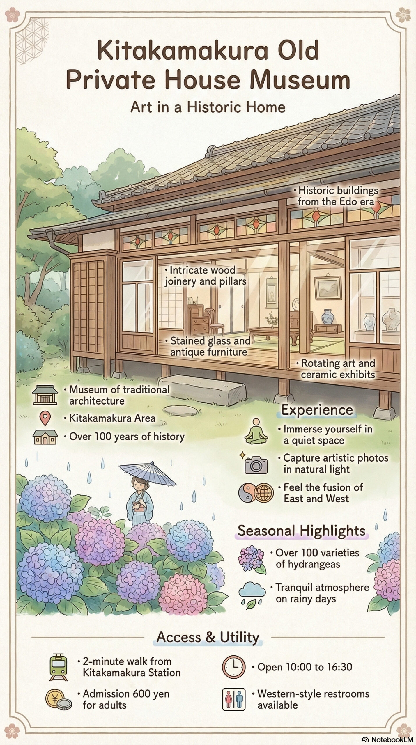 Kosoku-ji Temple travel information infographic | Kamakura Travel Complete Guide Kosokuji Temple travel information infographic