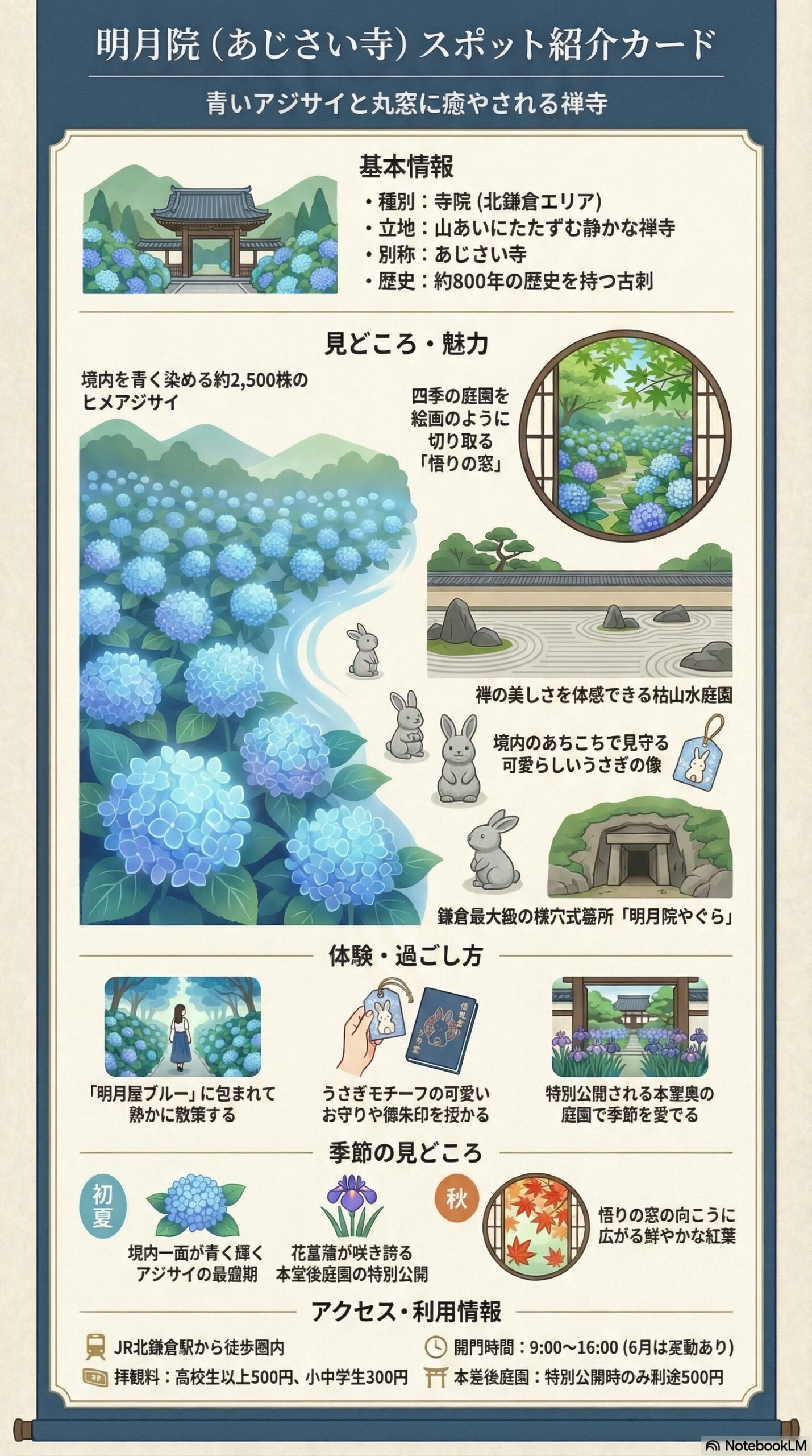 明月院の観光情報インフォグラフィック