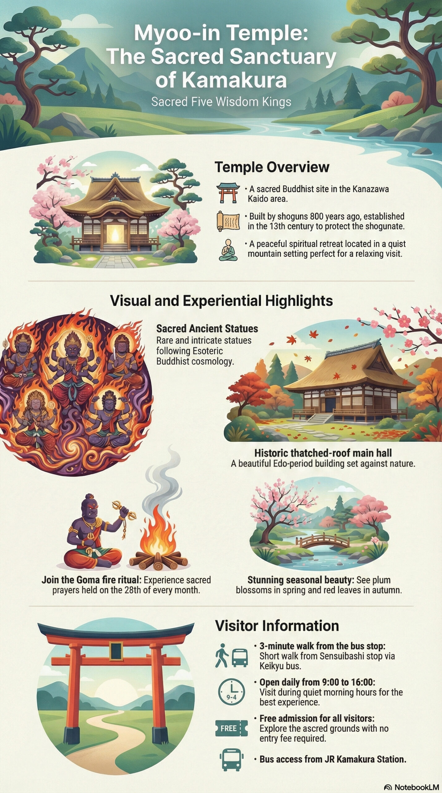 Myoo-in Temple travel information infographic