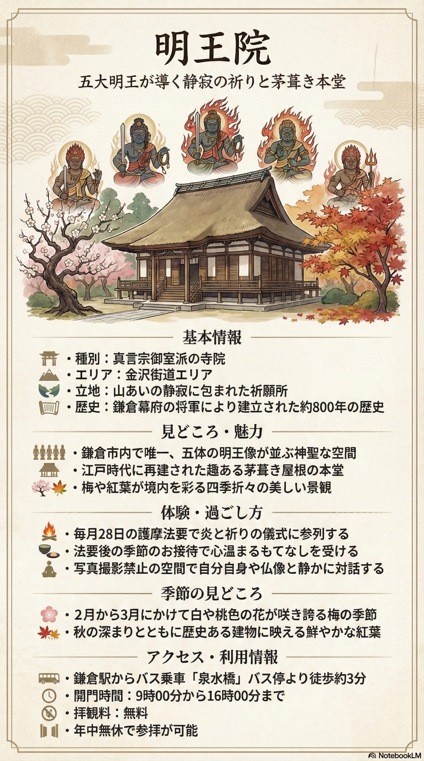 明王院の観光情報インフォグラフィック