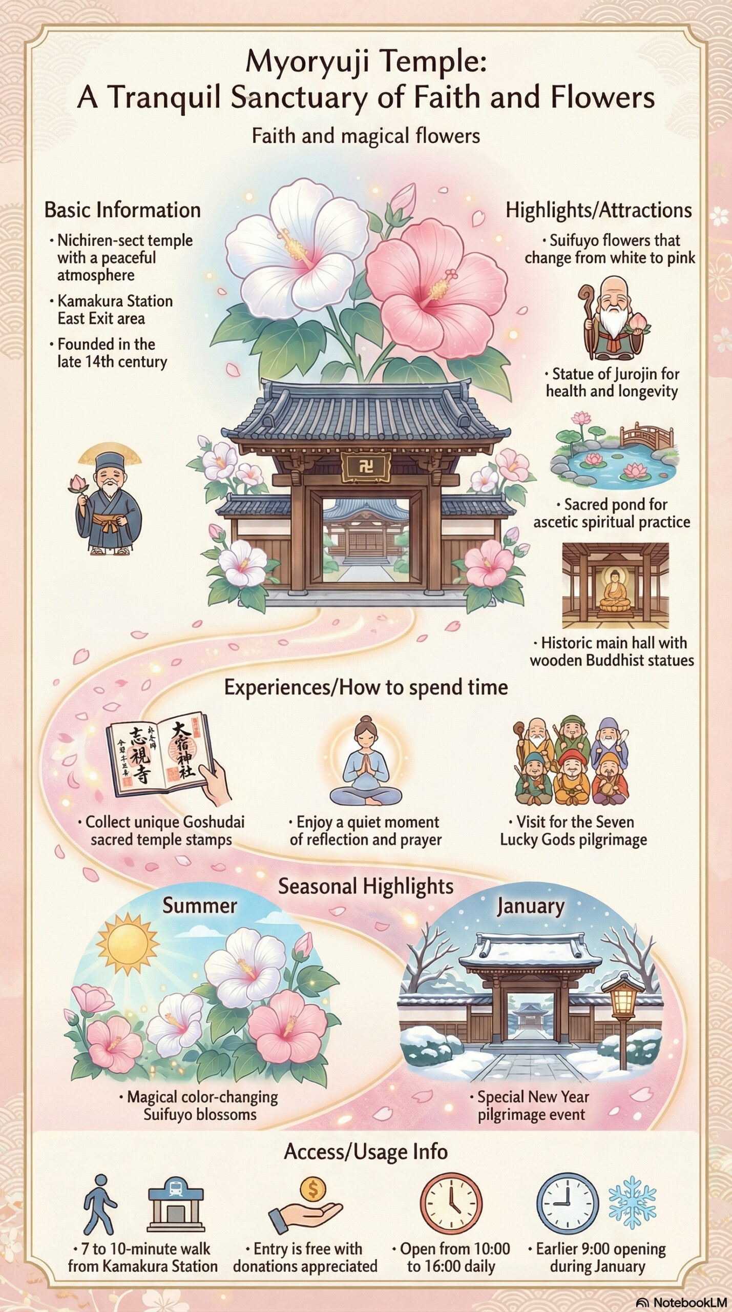 Myoryu-ji Temple travel information infographic