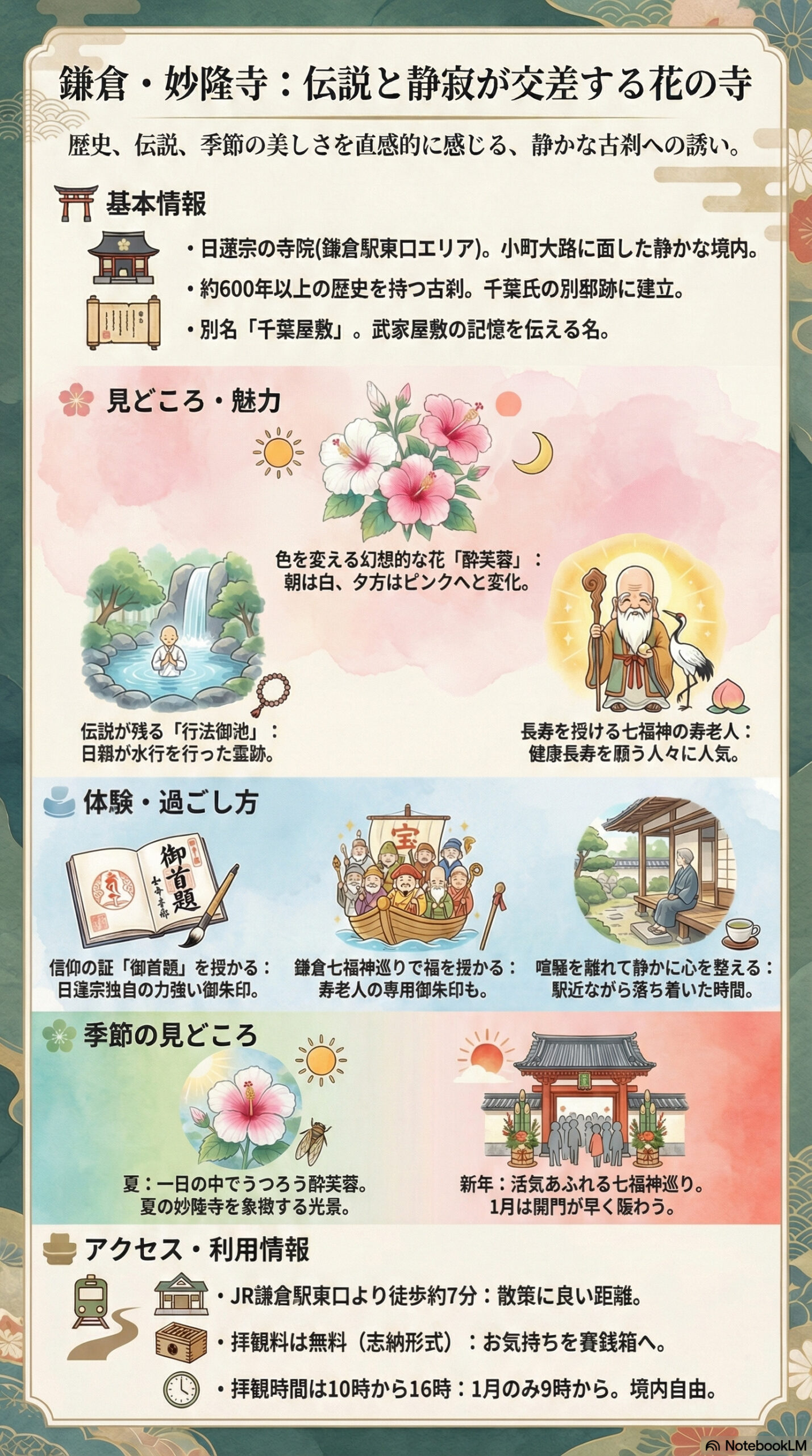 妙隆寺の観光情報インフォグラフィック | 鎌倉観光完全ガイド 妙隆寺の観光情報インフォグラフィック