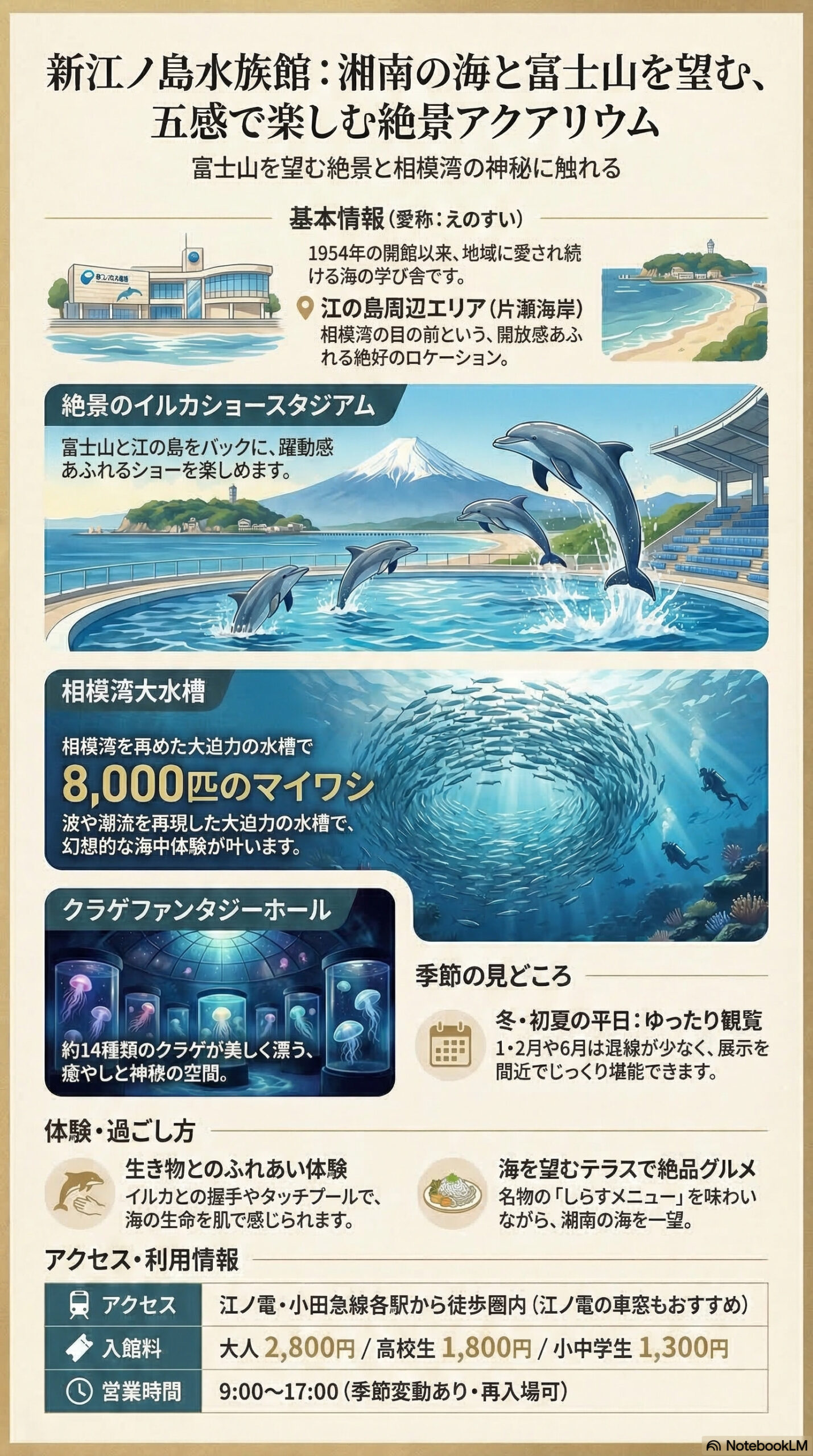 新江ノ島水族館の観光情報インフォグラフィック