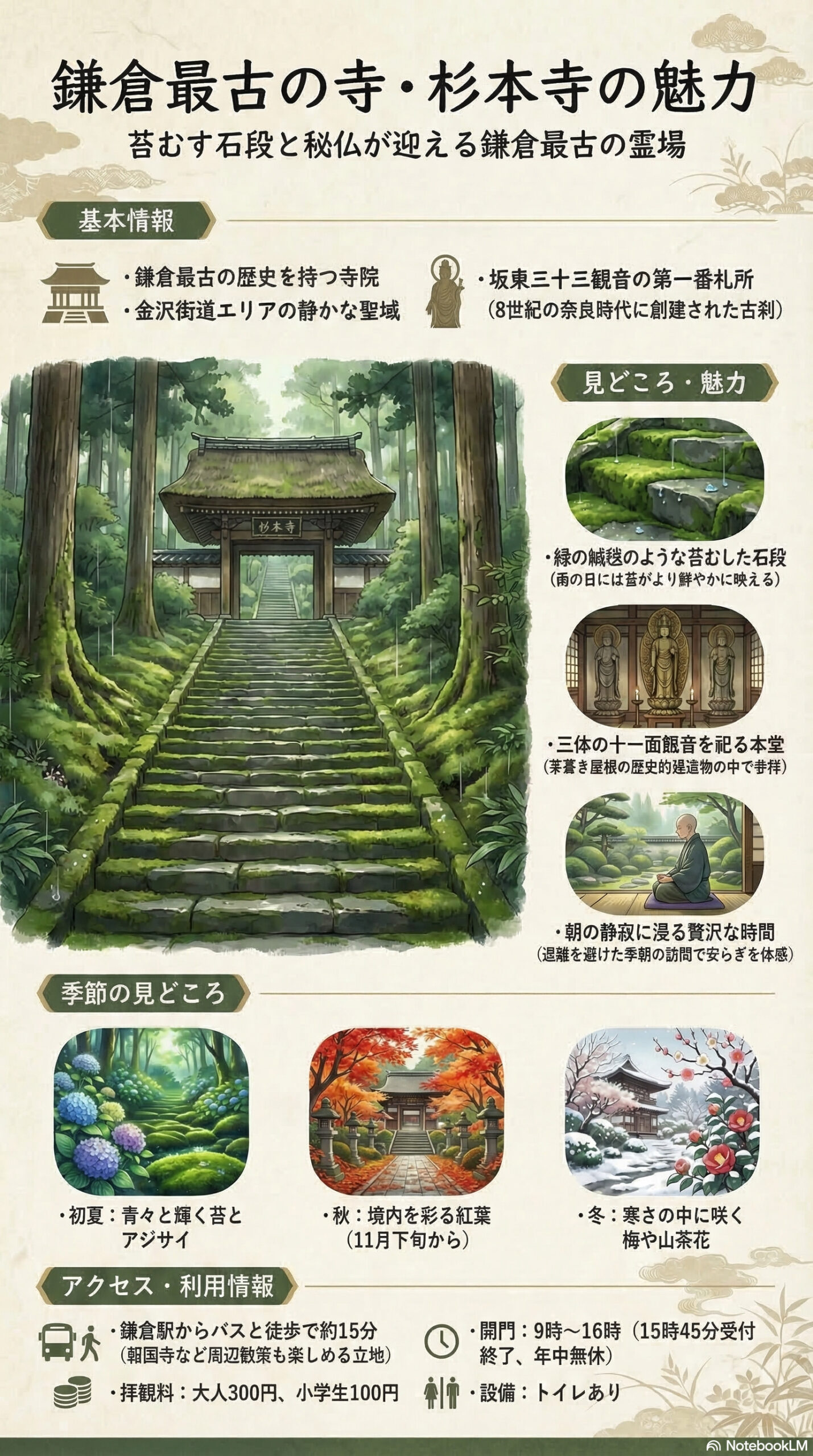 杉本寺の観光情報インフォグラフィック