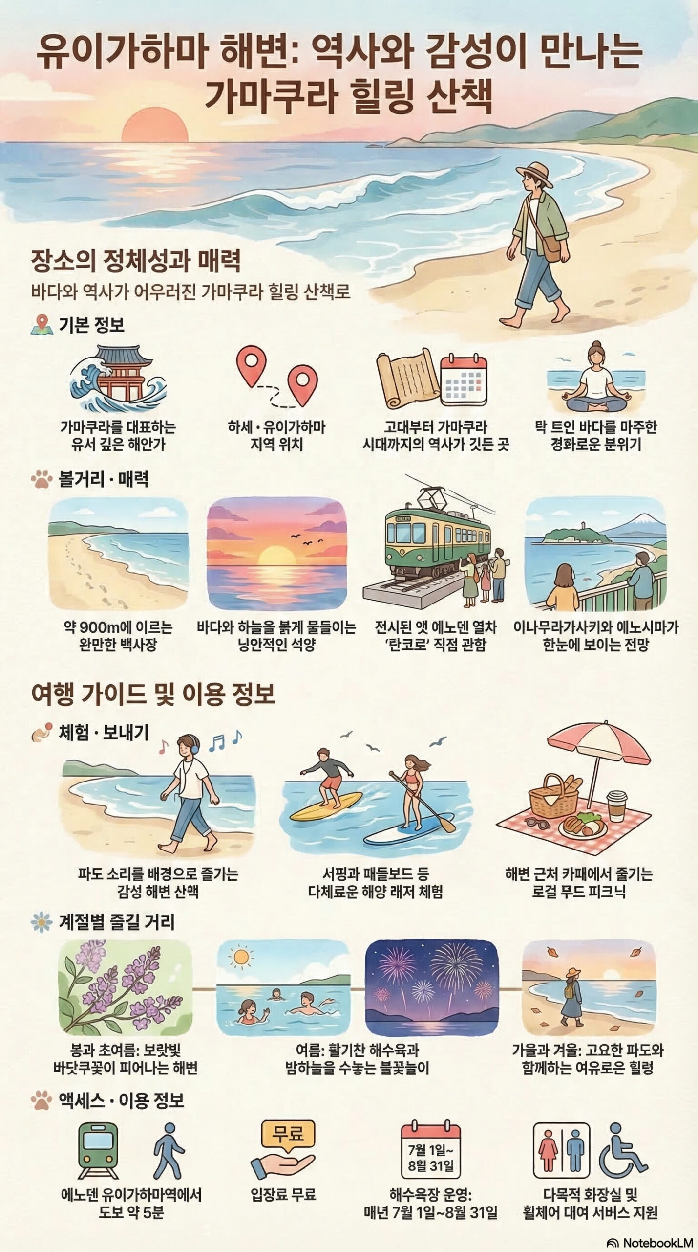 유이가하마 해안 관광 정보 인포그래픽