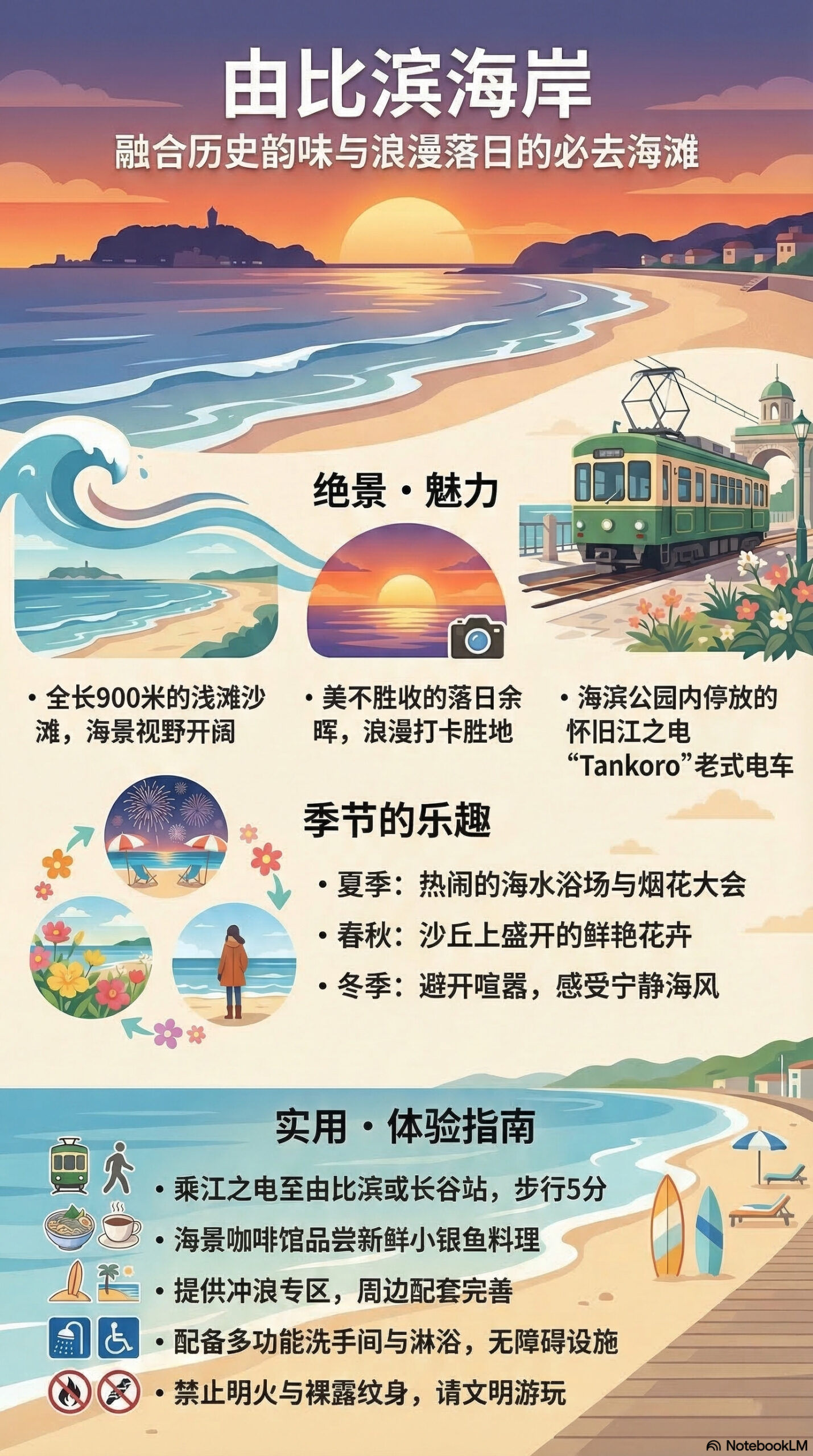 由比滨海岸旅游信息图