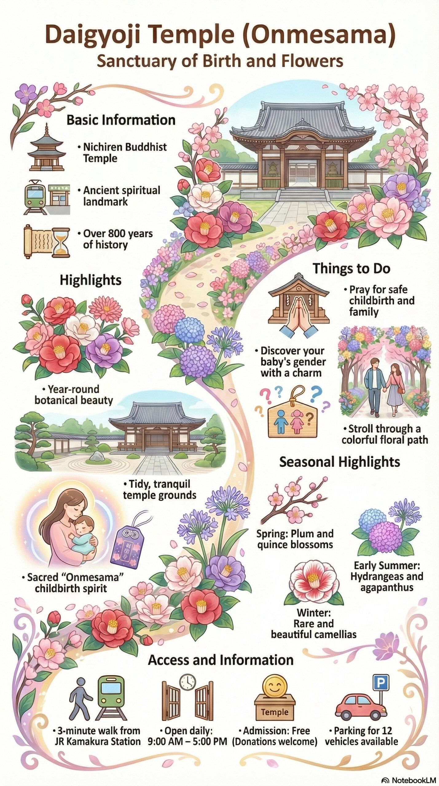 Daigyo-ji Temple travel information infographic