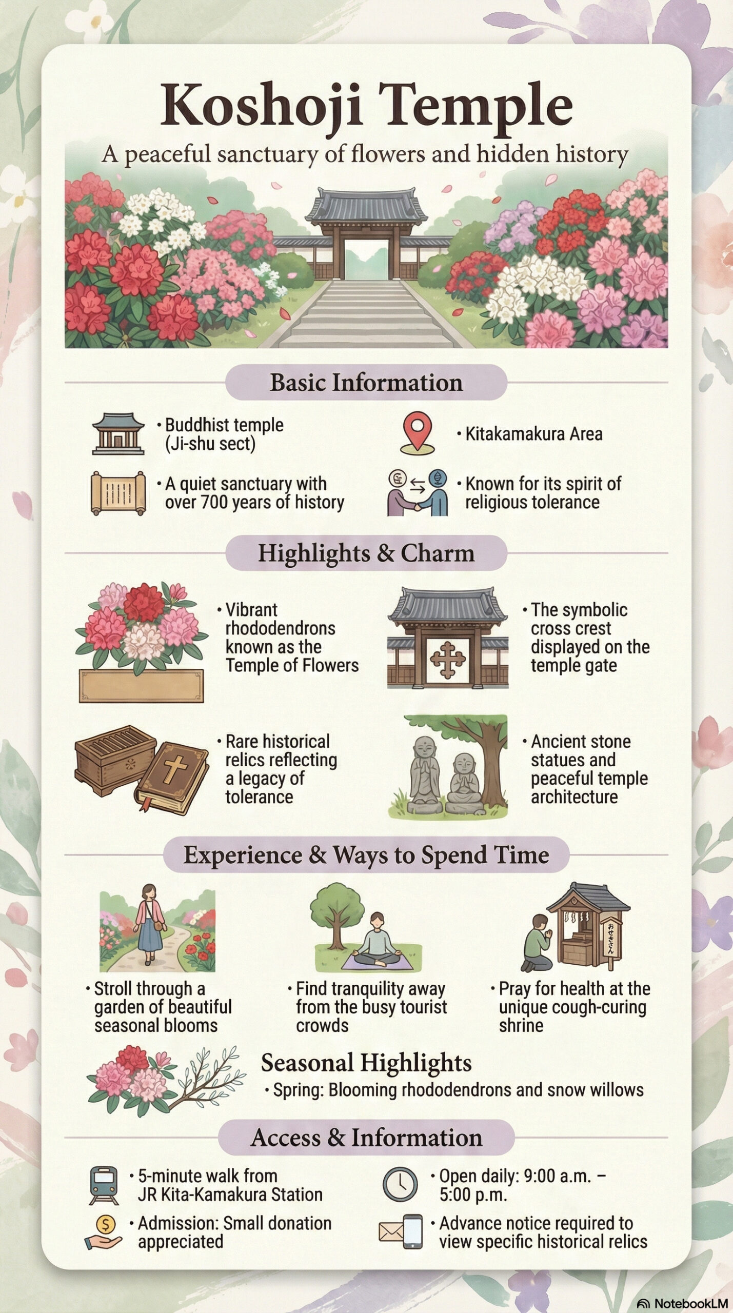 Kosho-ji Temple travel information infographic