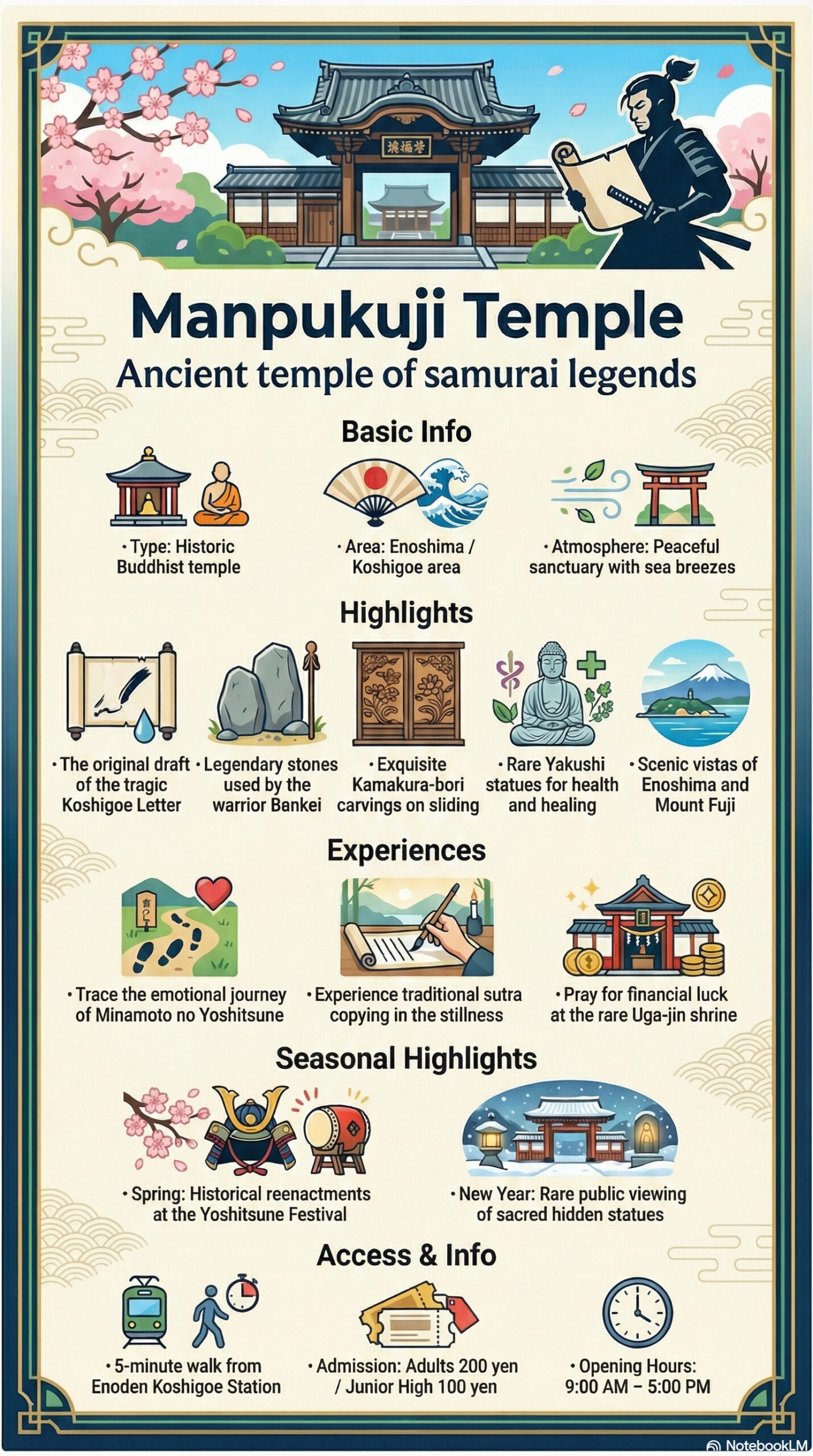 Manpuku-ji Temple travel information infographic