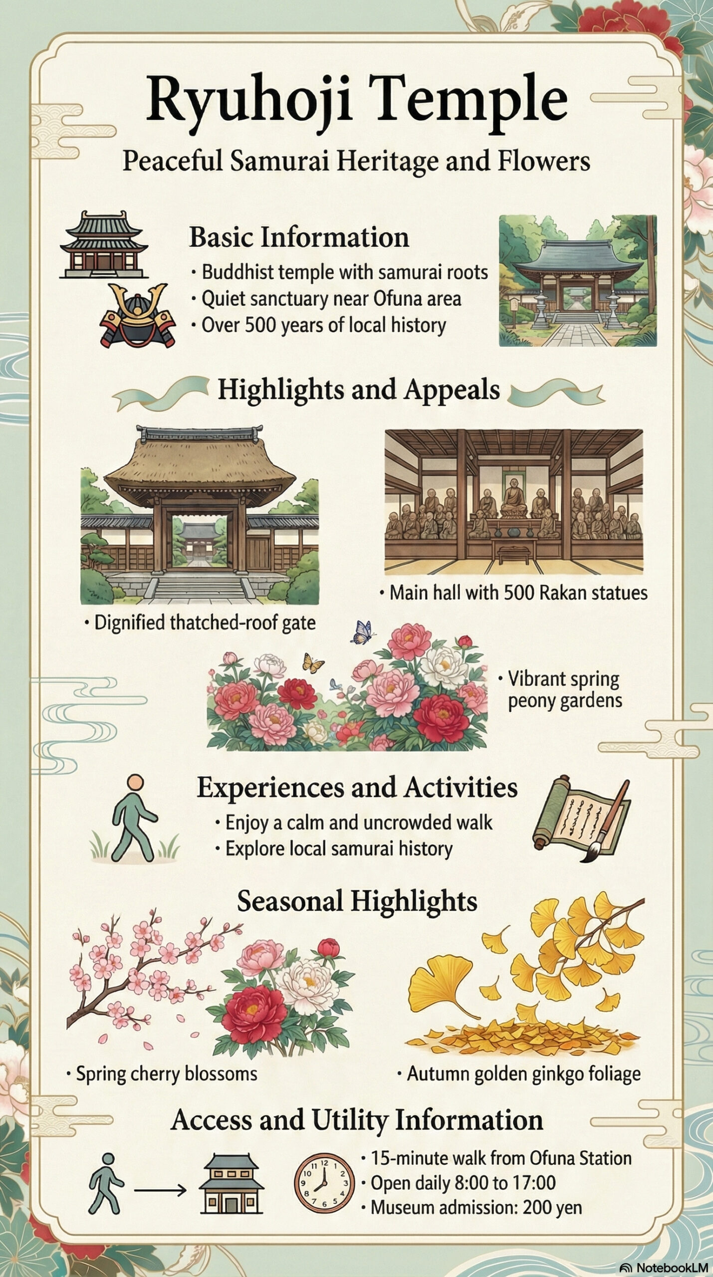 Ryuho-ji Temple travel information infographic