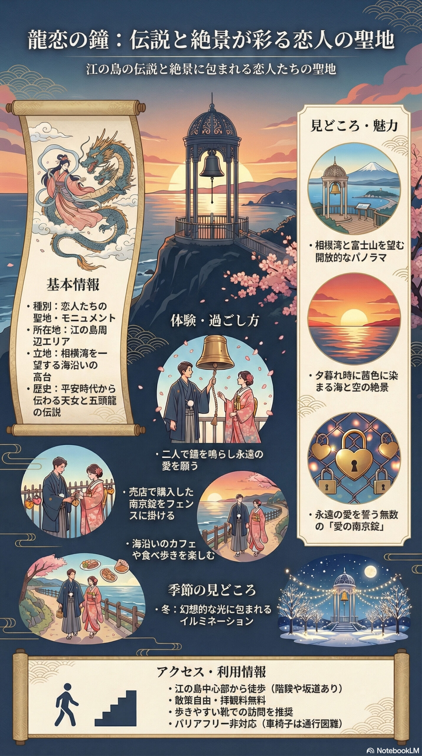 龍恋の鐘の観光情報インフォグラフィック