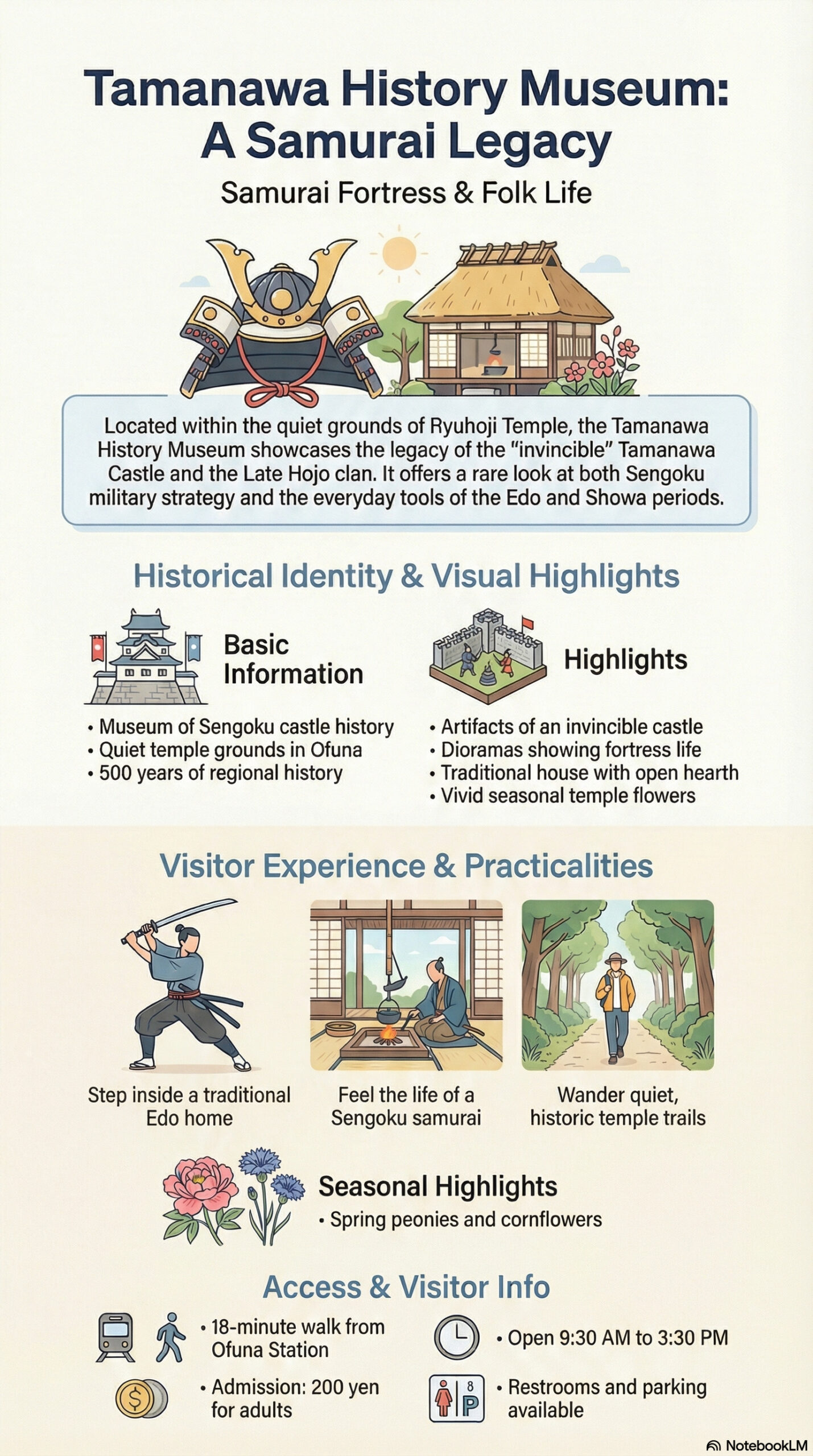 Tamanawa History Museum travel information infographic | Kamakura Guide Tamanawa History Museum travel information infographic