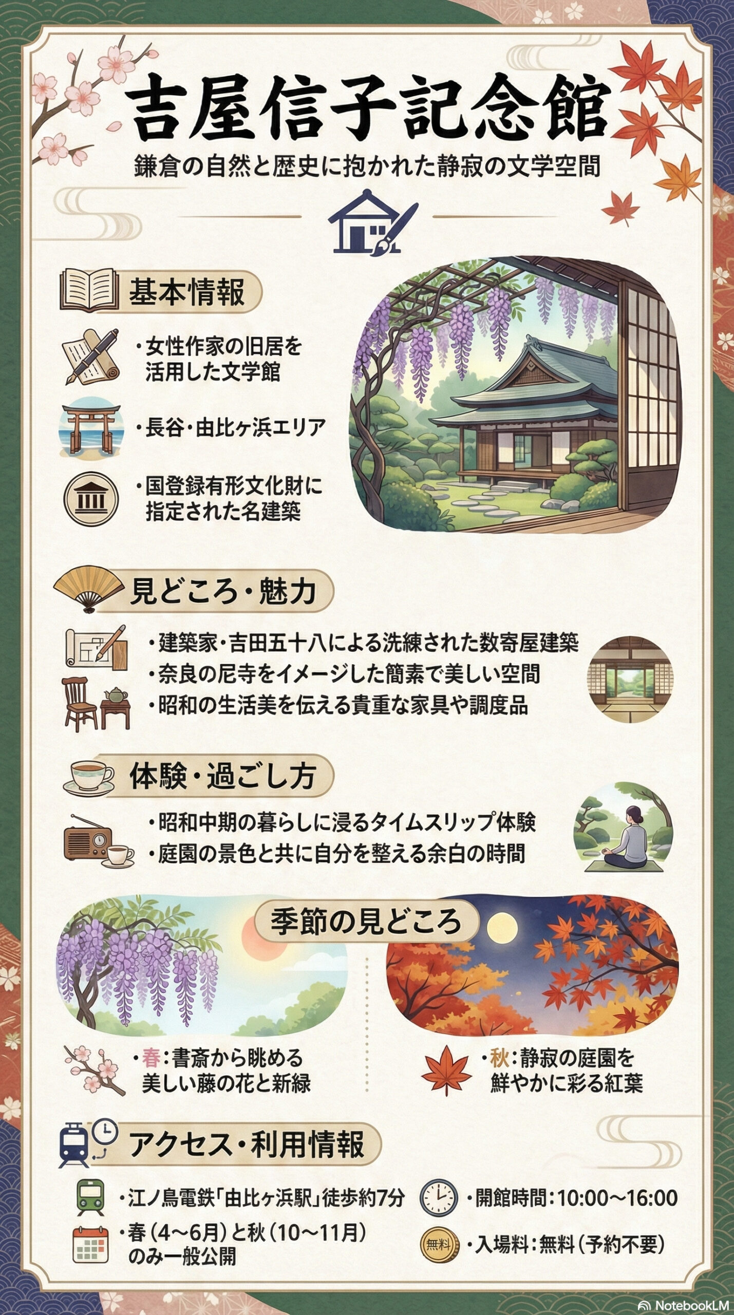 吉屋信子記念館の観光情報インフォグラフィック