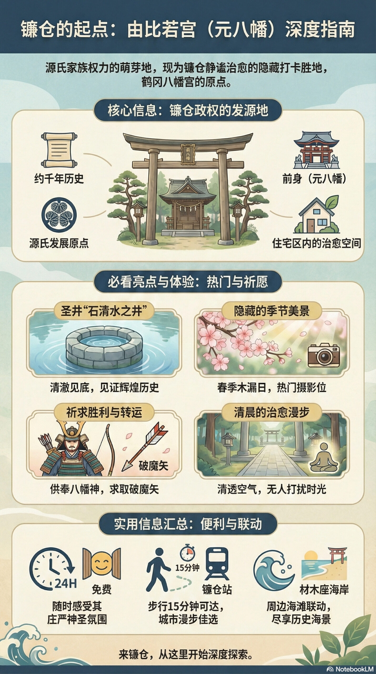 由比若宫神社旅游信息图 | 镰仓观光完全指南 由比若宫神社旅游信息图